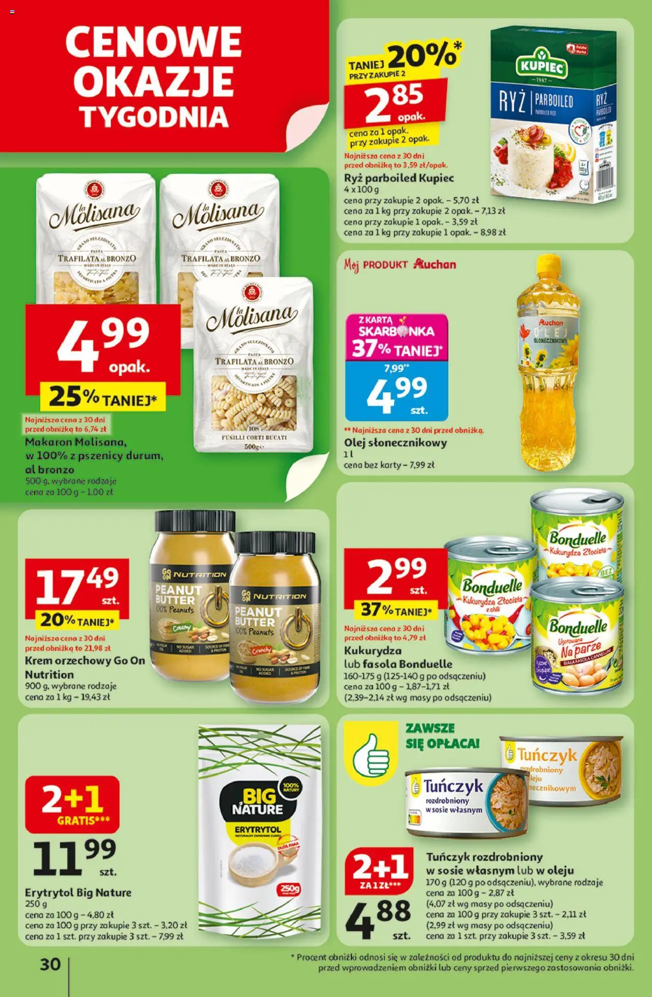 Auchan Gazetka - Pewność niskich cen Hipermarket od 07.08.2025 | Strona: 30 | Produkty: Kukurydza, Tuńczyk, Ryż, Makaron