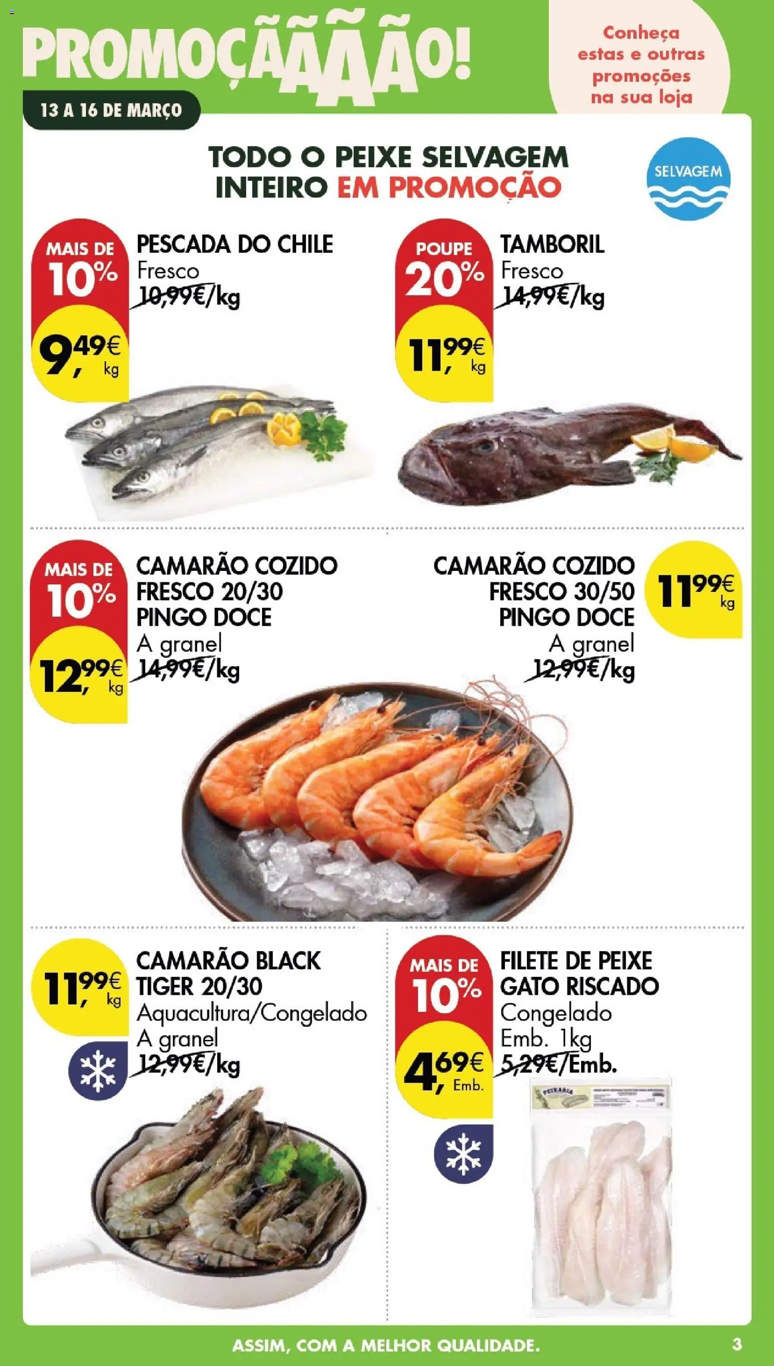 Pingo Doce Poupe este Fim de Semana │ válido de 13.03.2026 | Página: 3 | Produtos: Pescada, Camarão, Tamboril, Peixe