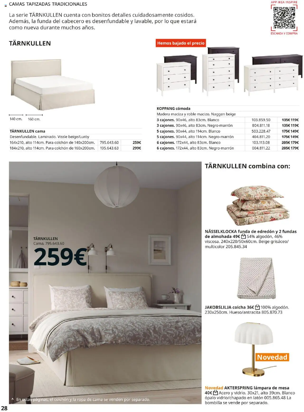 Catálogo IKEA Muebles para el dormitorio │ válido desde el 01.09.2025 | Página: 28 | Productos: Colchon, Bombilla, Cama, Lámpara
