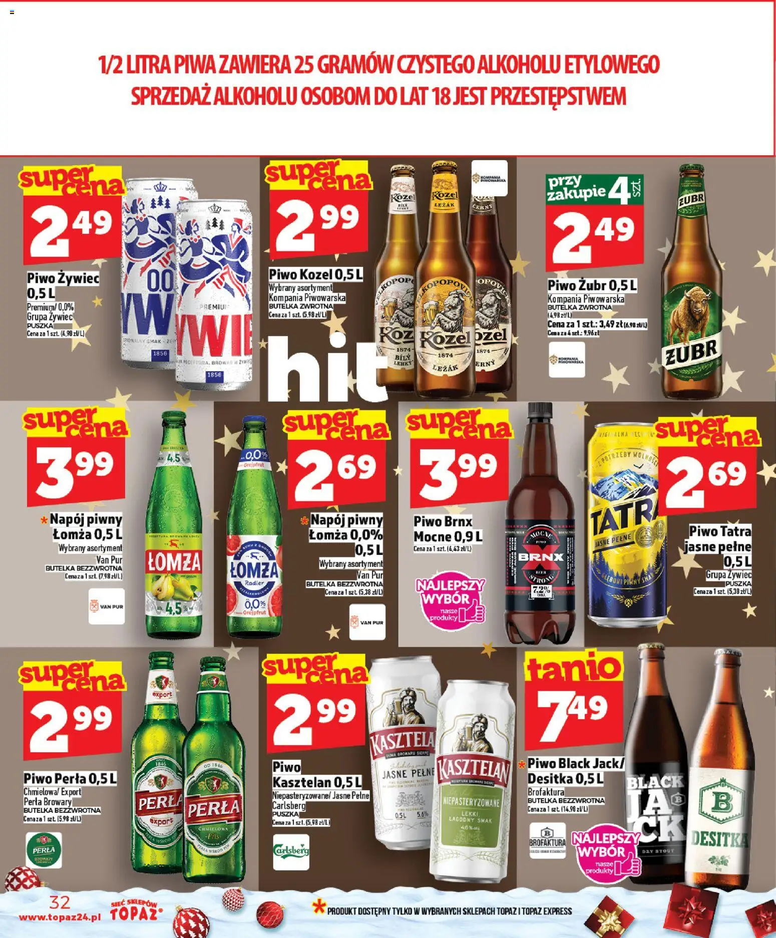 Topaz Gazetka - Ceny małe na stałe od 04.12.2025 | Strona: 32 | Produkty: Piwo perła, Piwo, Piwo kozel, Grejpfrut