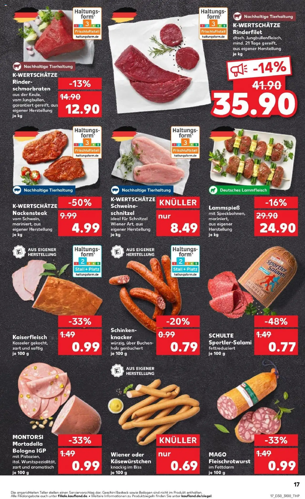 Kaufland prospekt Halle (Saale)	 - gültig ab dem 27.07.2025 | Seite: 36 | Produkte: Rinderfilet, Schnitzel, Salami, Schinken