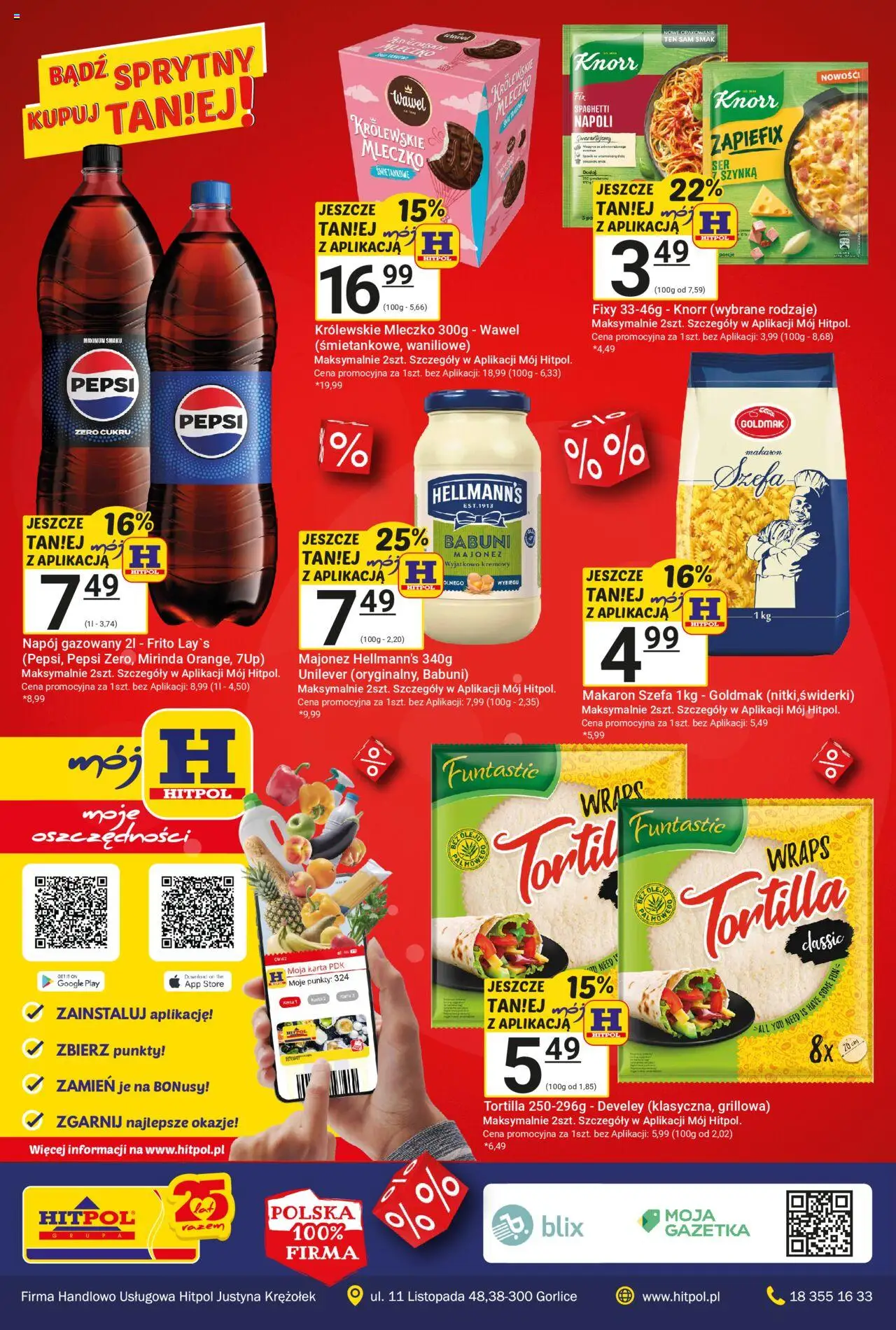 Hitpol Gazetka od 22.08.2025 | Strona: 8 | Produkty: Karta, Pepsi, Królewskie Mleczko, Majonez