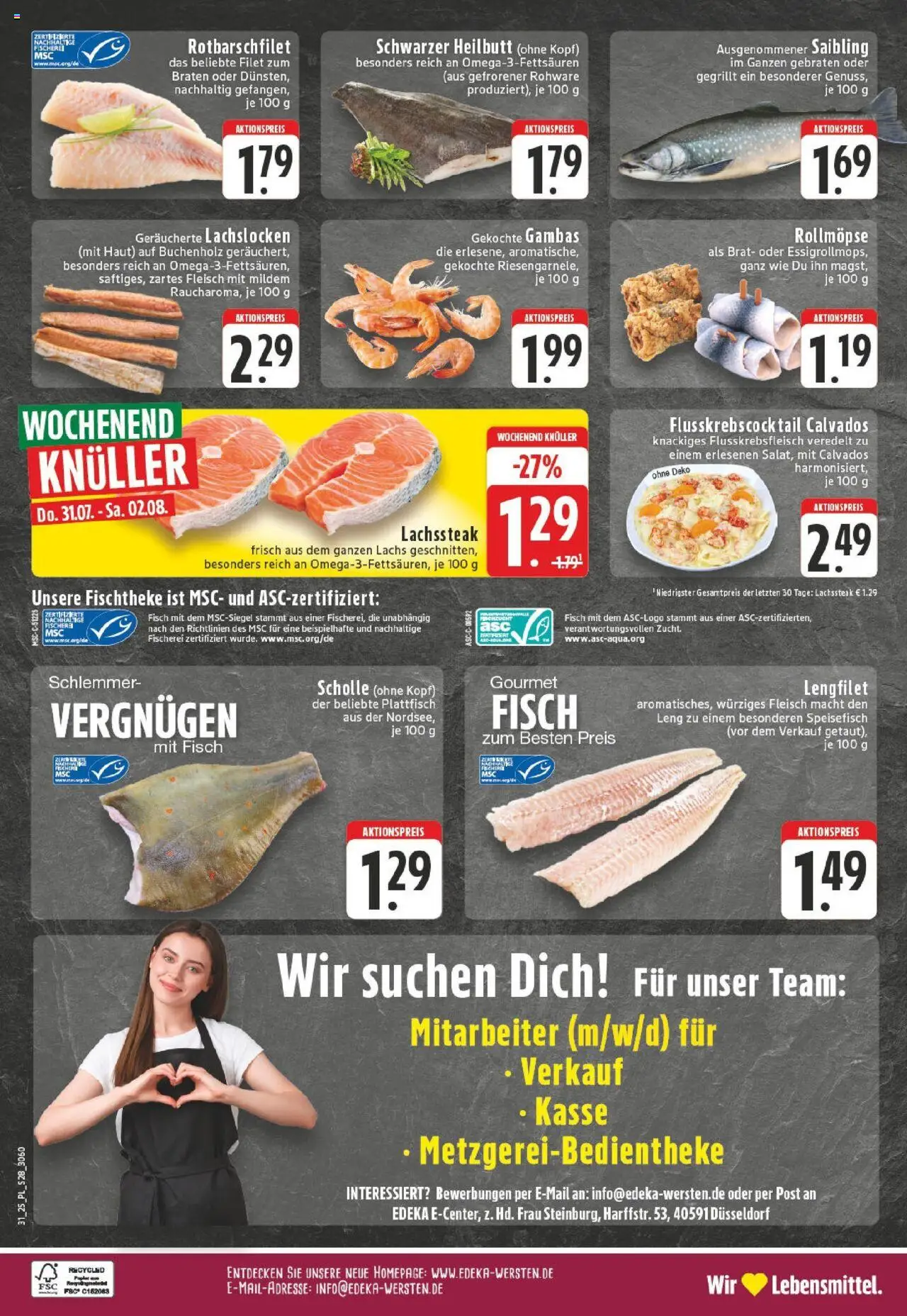 Edeka prospekt Düsseldorf	 - gültig ab dem 27.07.2025 | Seite: 28 | Produkte: Fisch, Lachs, Steak, Fleisch