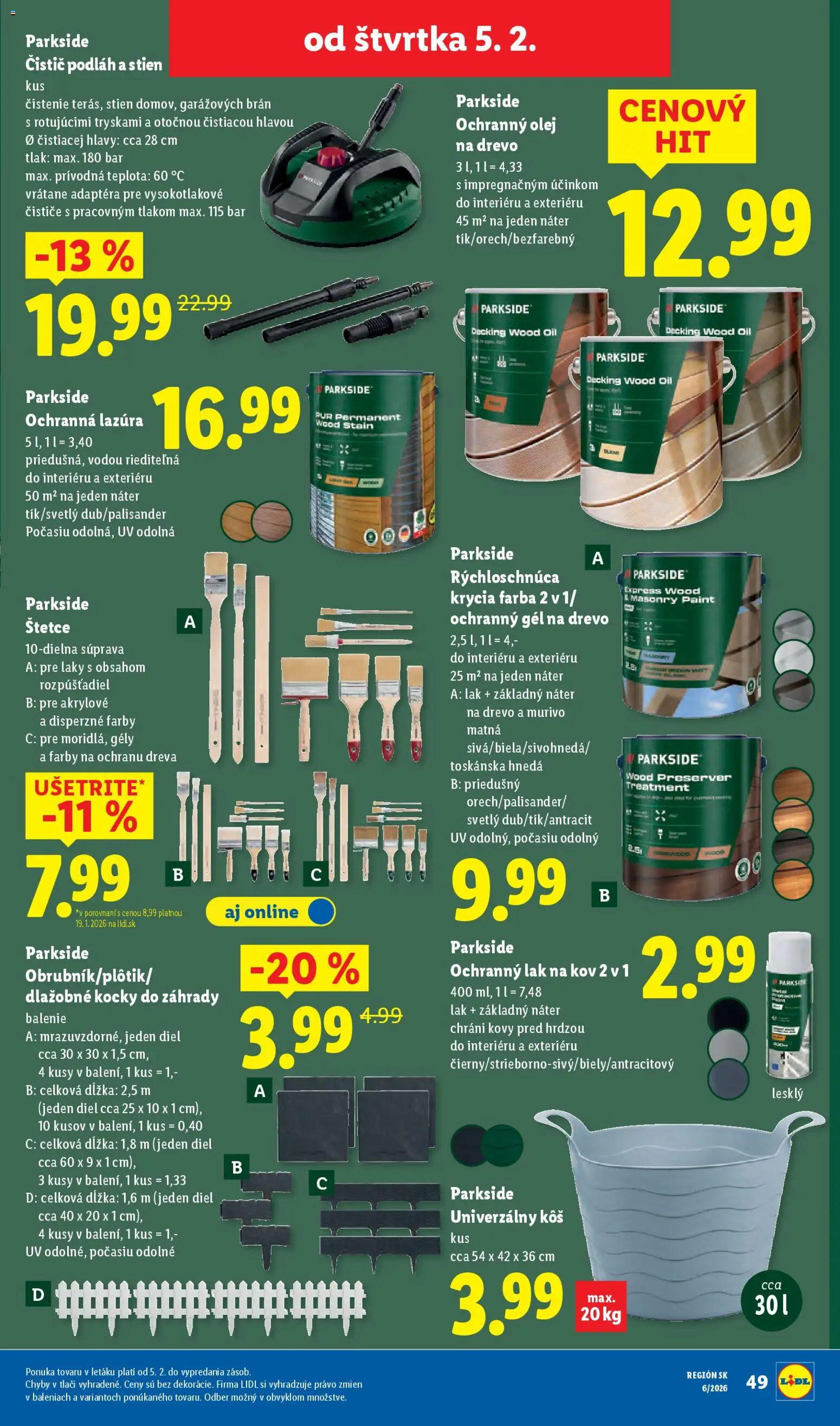 Nové Lidl akcie – leták je platný od 02.02.2026 | Strana: 79 | Produkty: Parkside, Olej, Kôš