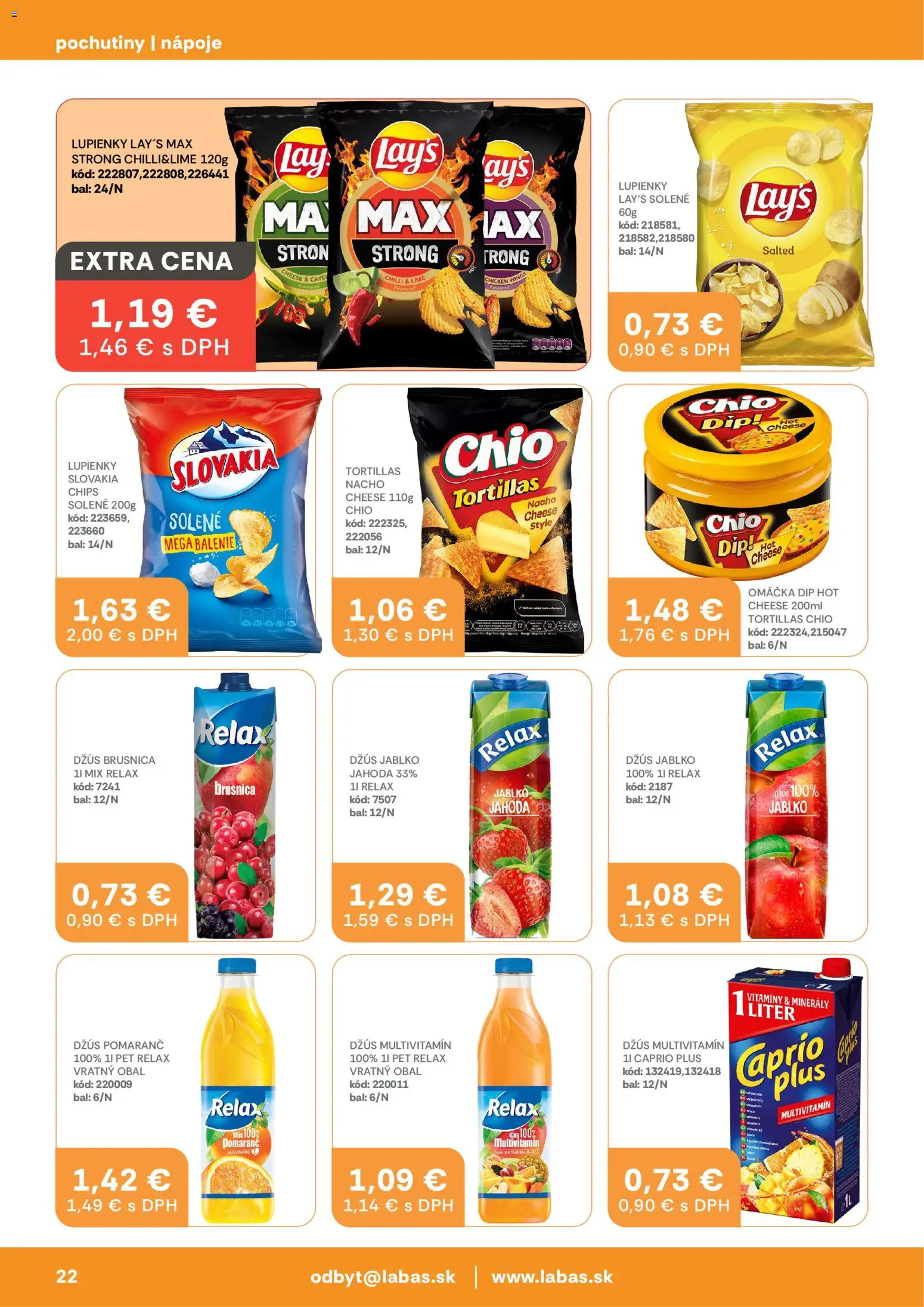 Nové Labaš akcie – leták je platný od 10.04.2026 | Strana: 22 | Produkty: Džús, Chilli, Omáčka