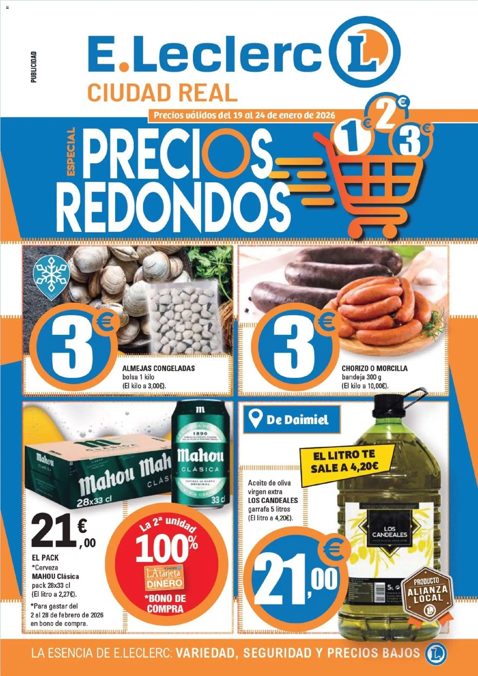 E.Leclerc folleto │ válido desde el 19.01.2026 | Página: 1 | Productos: Aceite, Té, Bolsa, Bandeja