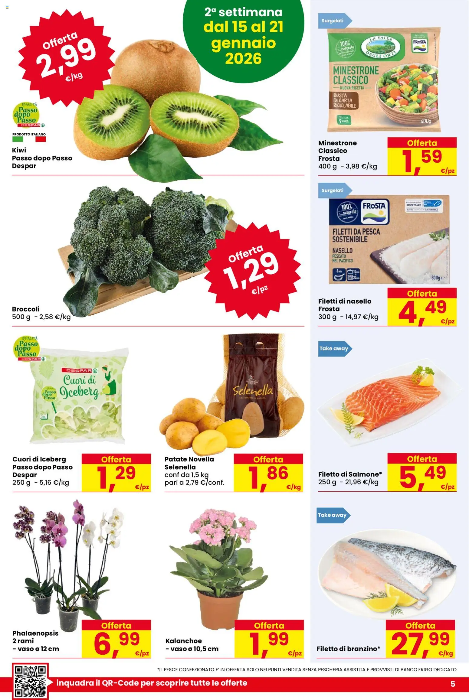 Volantino Despar del 08.01.2026 | Pagina: 5 | Prodotti: Pesce, Patate, Pesca, Broccoli