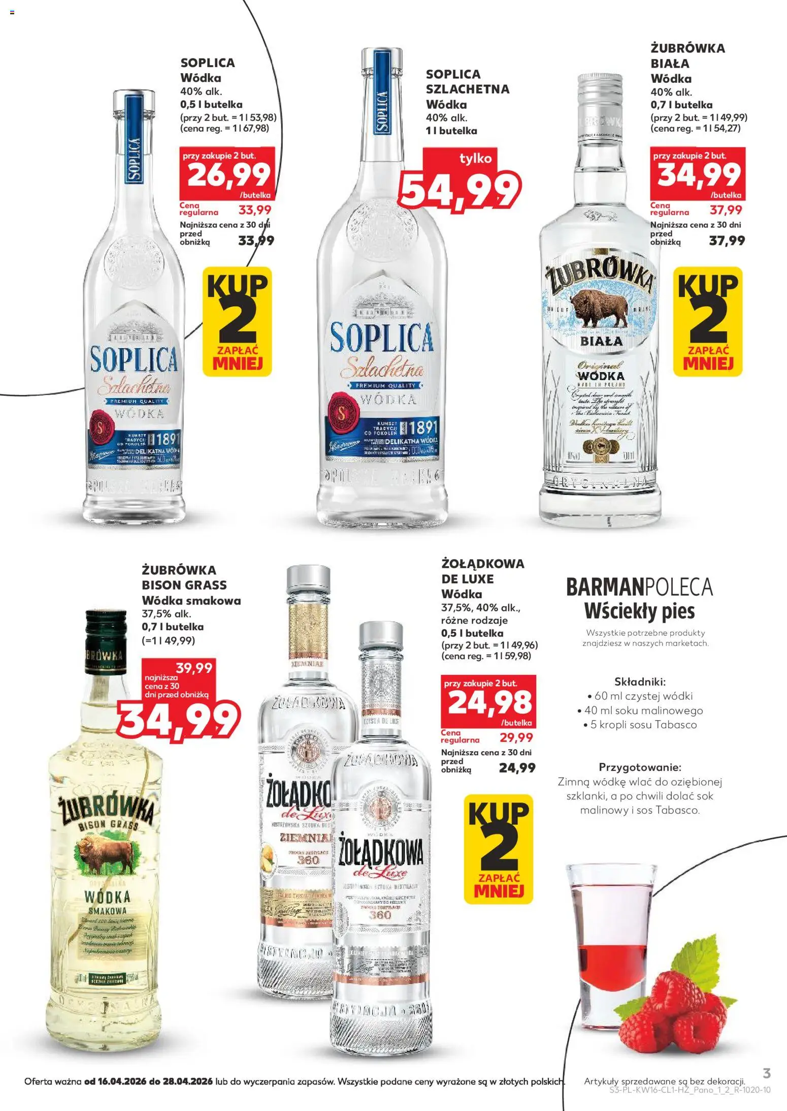Kaufland Polsko leták - Barek od 16.04.2026 | Strana: 3 | Produkty: Tabasco, Cd, Zubrowka