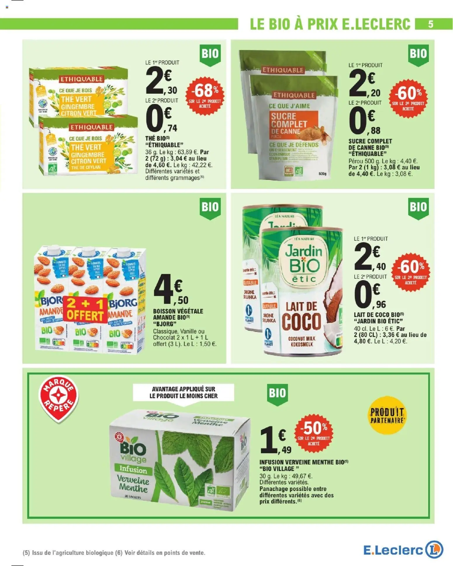 {H1} | Page: 5 | Produits: Lait de coco, Gingembre, Chocolat, Thé