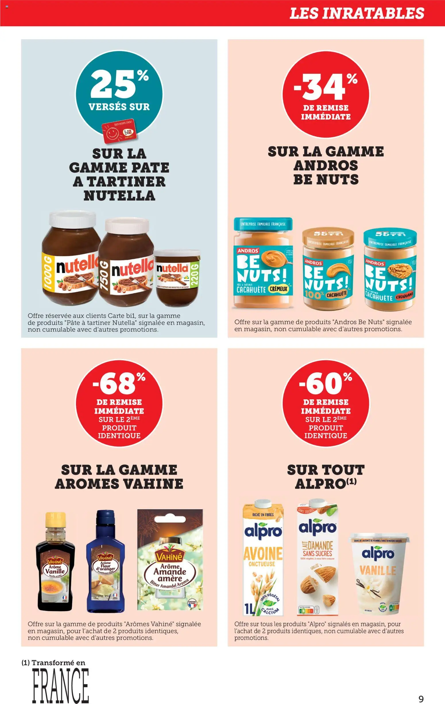 {H1} | Page: 9 | Produits: Amande, Noisettes, Pâte à tartiner, Nutella