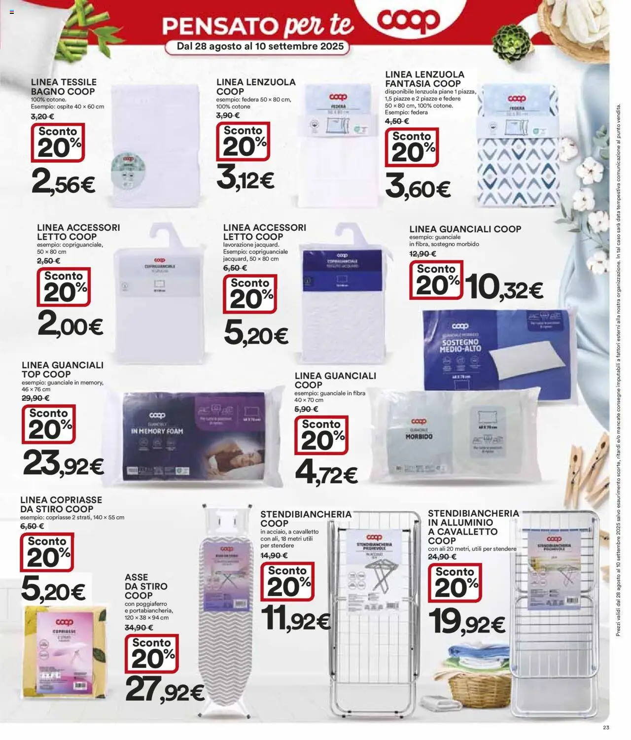 Volantino Ipercoop del 28.08.2025 | Pagina: 23 | Prodotti: Tè, Stendibiancheria, Letto, Federa