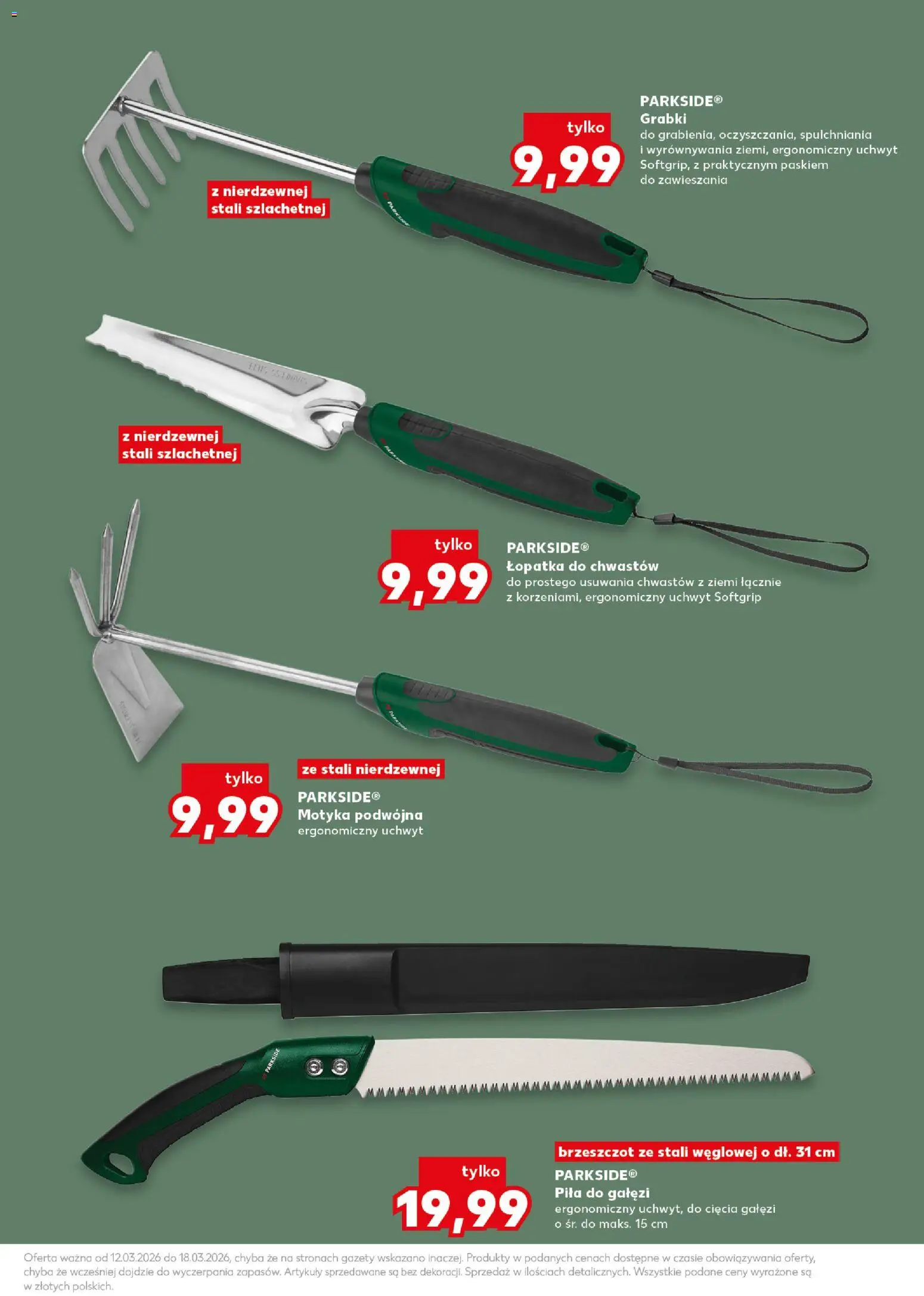 Kaufland Polsko leták - Wiosenne inspiracje od 12.03.2026 | Strana: 15 | Produkty: Parkside, Lopatka, Pila