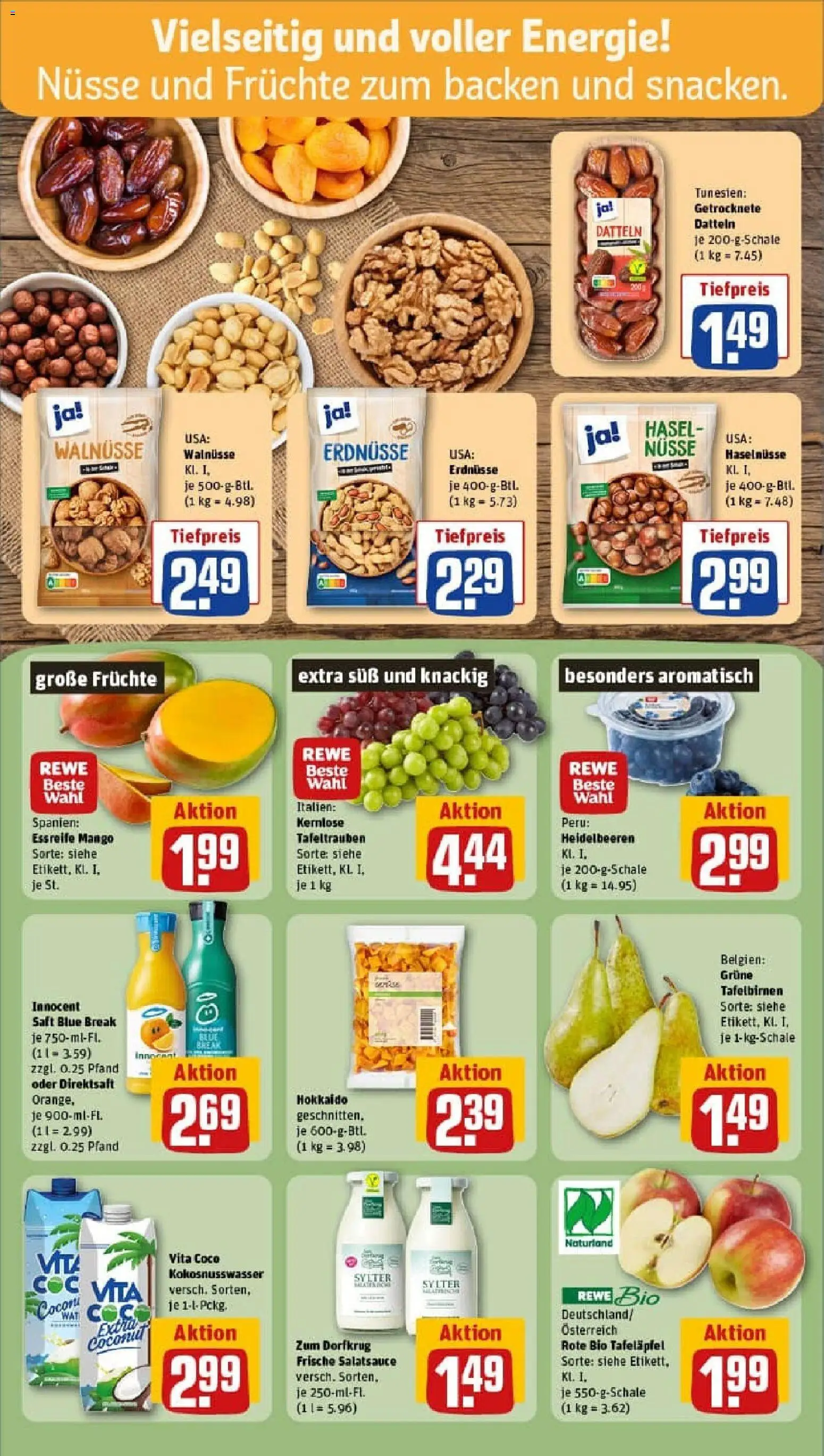 Rewe prospekt Roding	 – gültig ab 26.10.2025 | Seite: 8 | Produkte: Erdnüsse, Walnüsse, Heidelbeeren, Saft