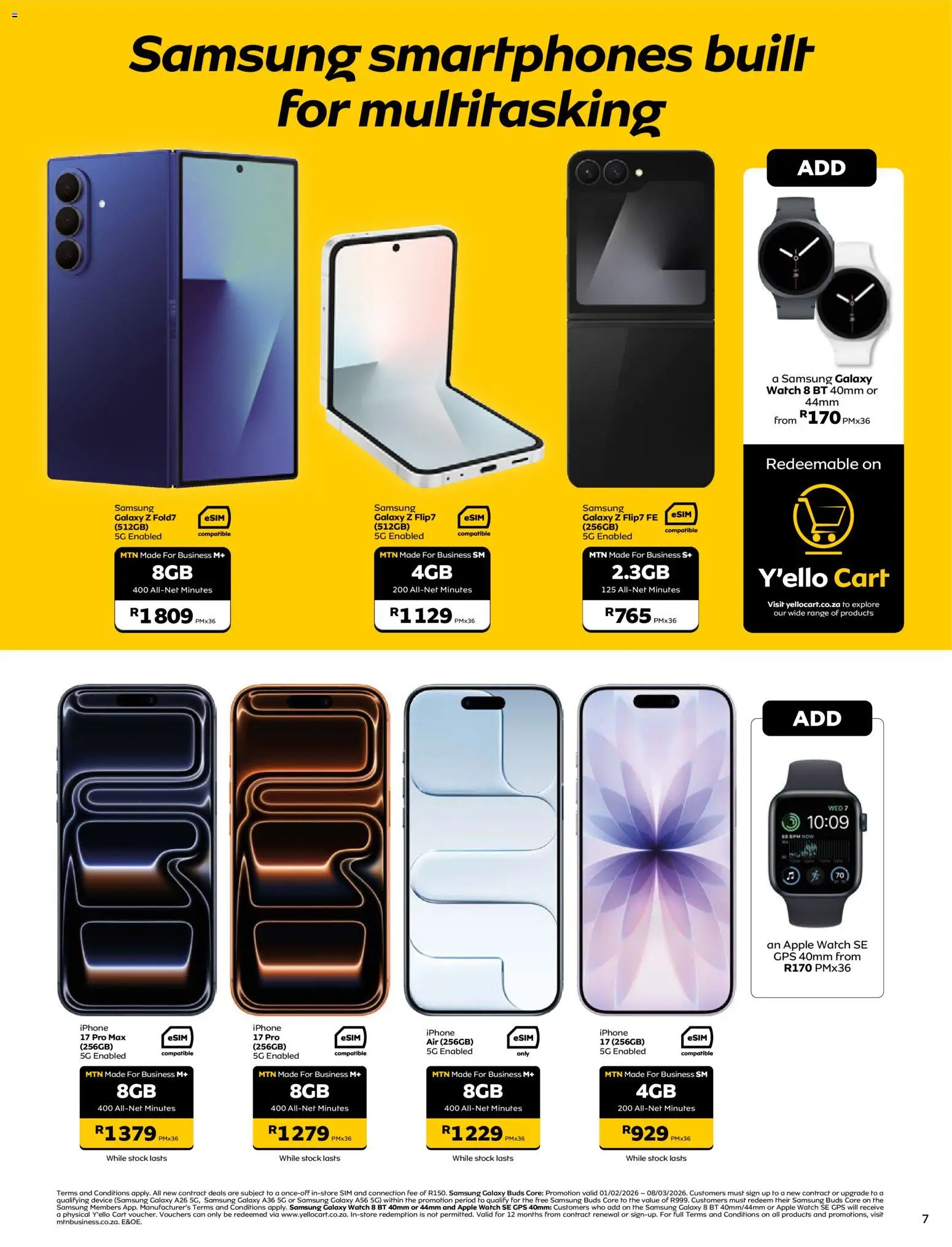 New MTN catalogue – valid from 01.02.2026 | Page: 7 | Products: Sim, Watch, Stock