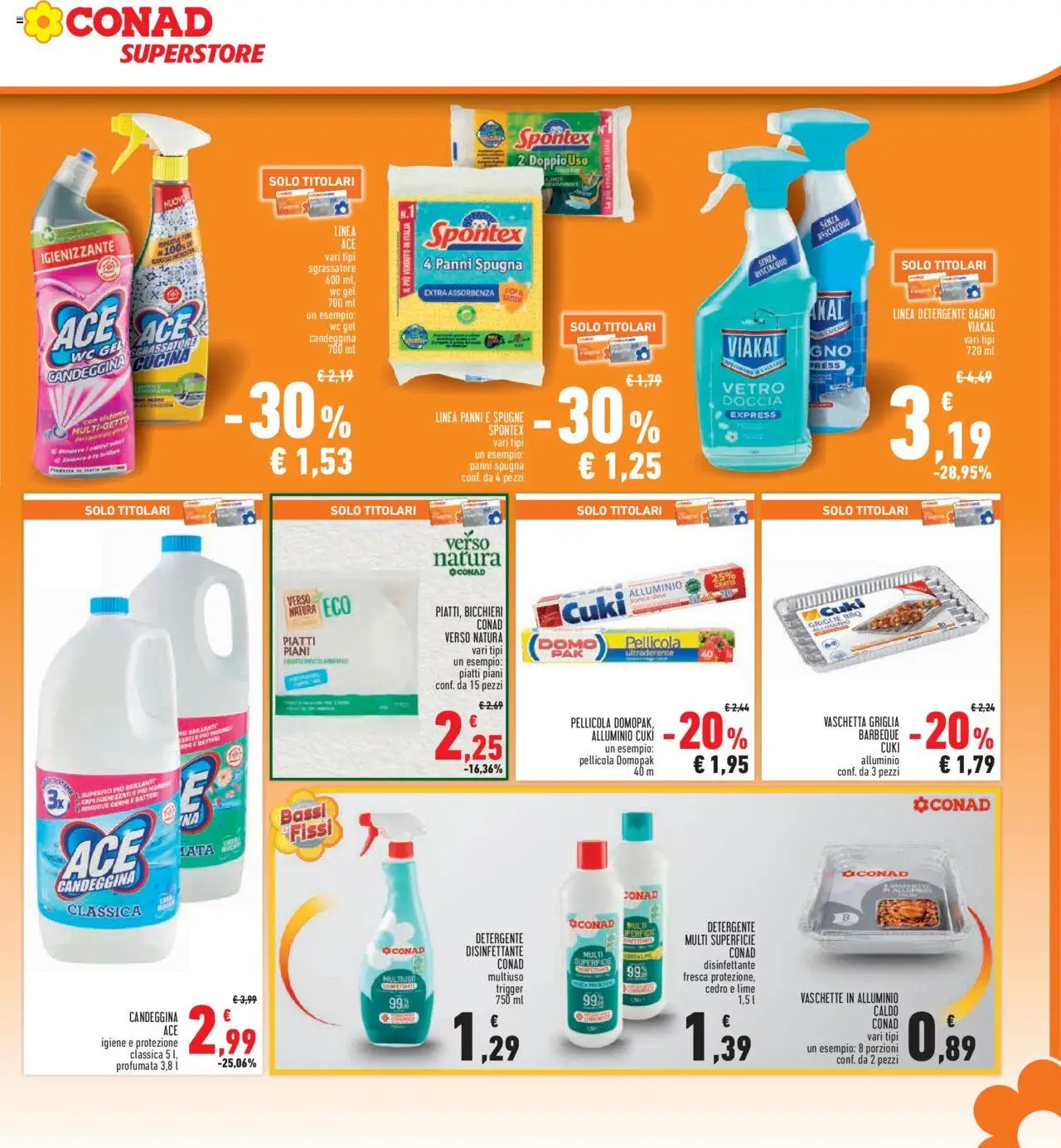 Volantino Conad del 14.08.2025 | Pagina: 25 | Prodotti: Spugna, Candeggina, Griglia, Bagno