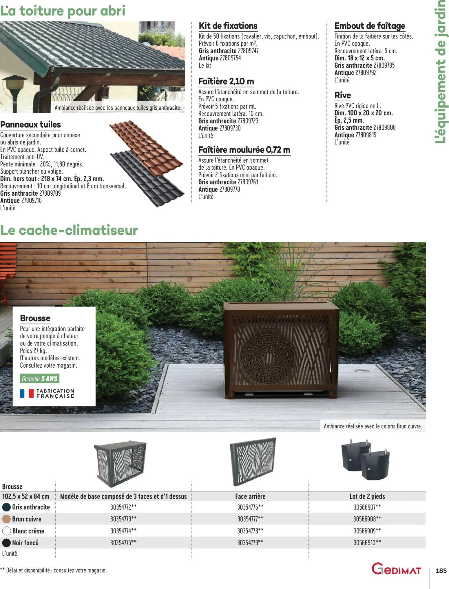 {H1} | Page: 185 | Produits: Tuile, Base, Couverture, Crème