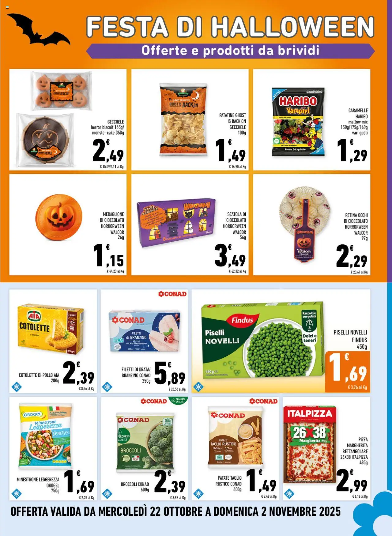 Volantino Conad del 22.10.2025 | Pagina: 9 | Prodotti: Minestrone, Pizza, Patatine, Gelato
