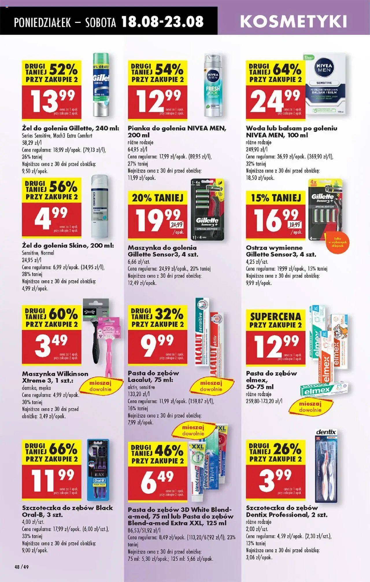 Biedronka gazetka od 18.08.2025 | Strona: 58 | Produkty: Maszynka do golenia, Pianka do golenia, Balsam po goleniu, Pasta do zębów