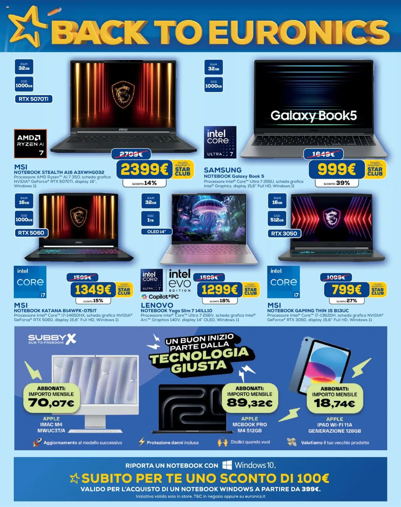 Volantino Euronics del 21.08.2025 | Pagina: 6 | Prodotti: Notebook, Tè, Ipad, Samsung