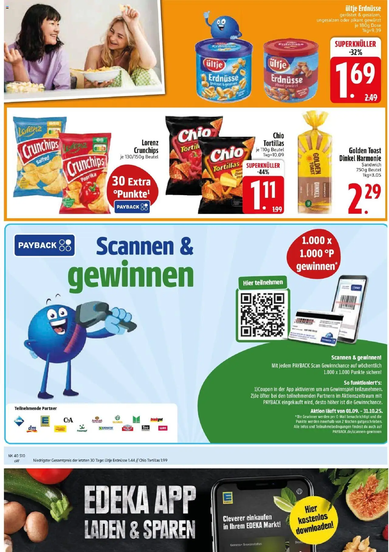 Edeka prospekt Vilgertshofen-Issing	 – gültig ab 28.09.2025 | Seite: 10 | Produkte: Toast, Paprika, Lorenz crunchips, Chio tortillas