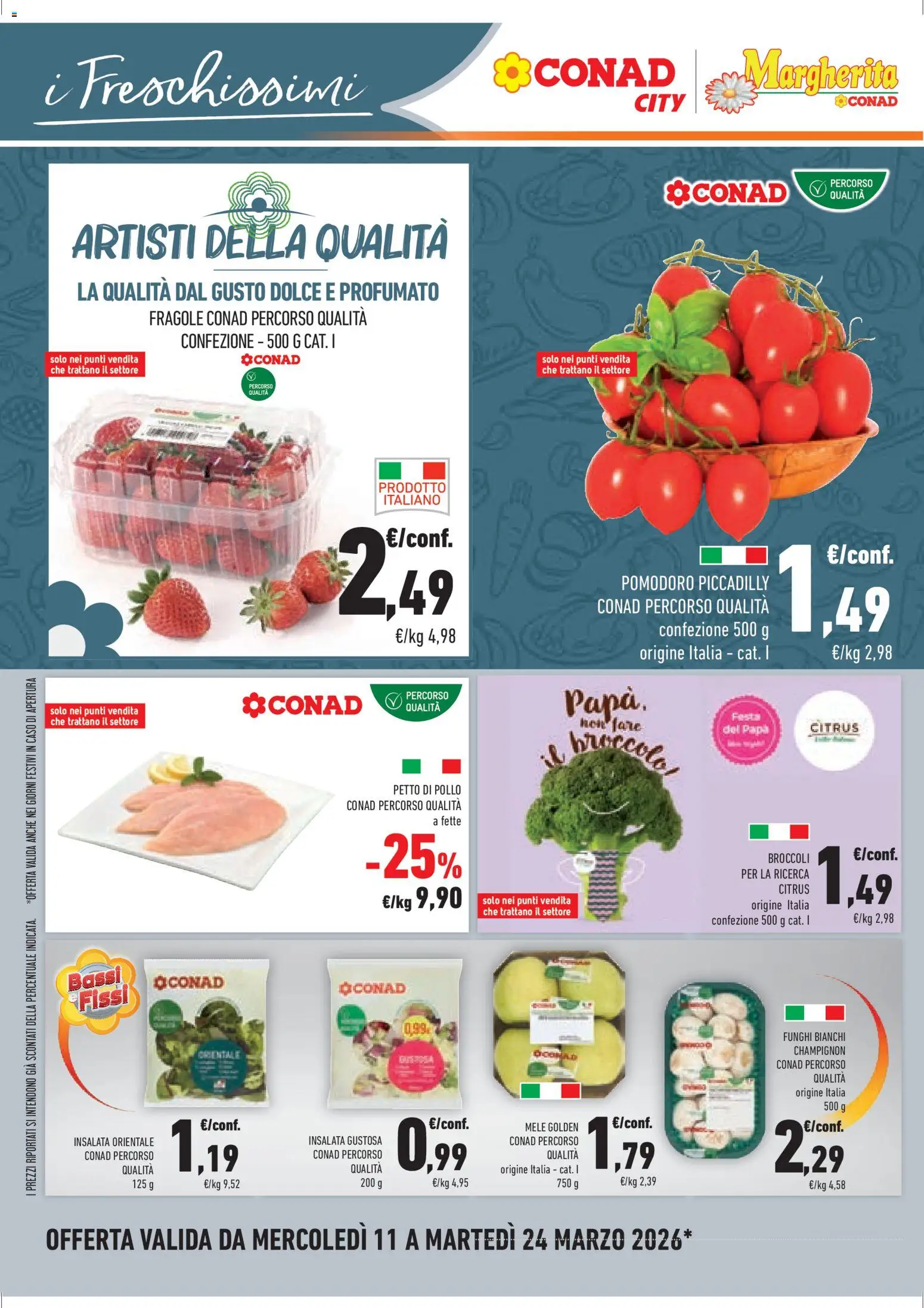 Volantino Conad del 11.03.2026 | Pagina: 14 | Prodotti: Fragole, Pomodoro, Funghi, Broccoli