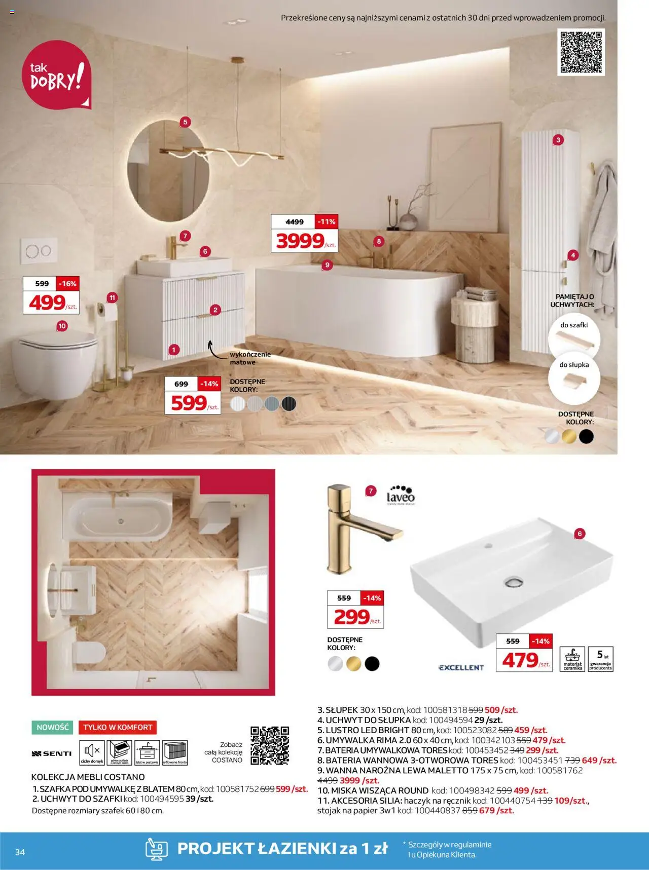 Komfort Gazetka od 17.09.2025 | Strona: 34 | Produkty: Umywalka, Bateria, Lustro