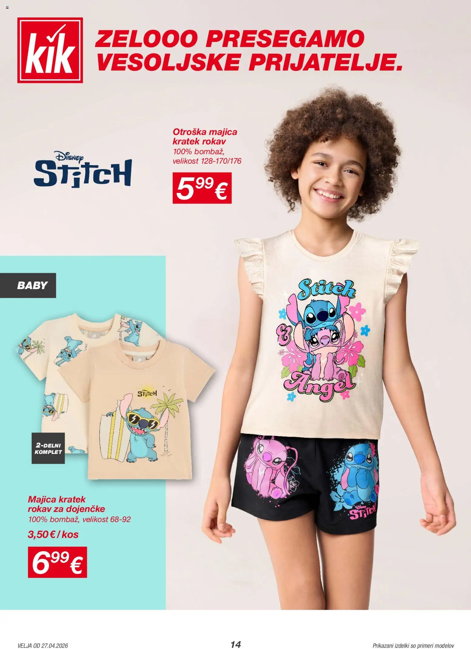 Novi Kik katalog ponudbe – veljaven od 27.04.2026 | Stran: 14 | Izdelki: Kos, Majica