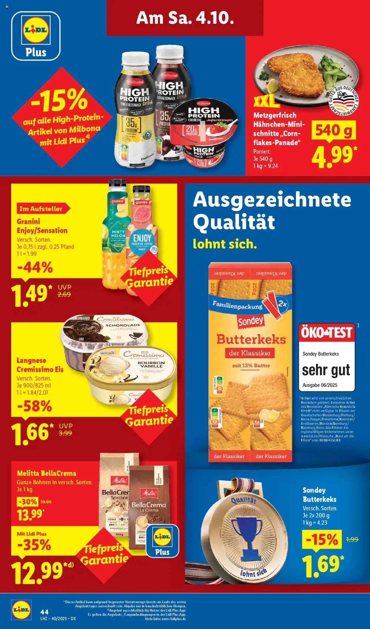 Lidl Prospekt 	 – gültig ab 29.09.2025 | Seite: 62 | Produkte: Langnese, Butter, Granini, Eis