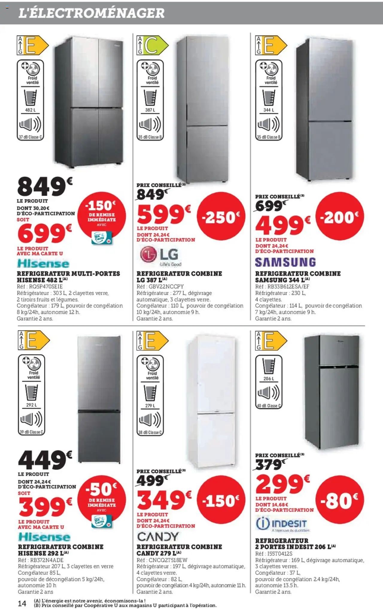 {H1} | Page: 14 | Produits: Réfrigérateur, Congélateur, Portes, Tiroirs