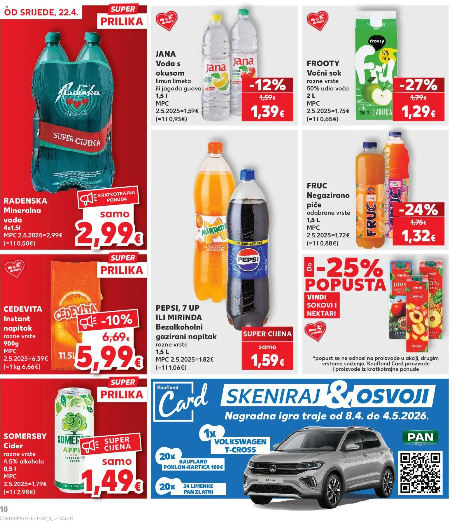 Kaufland katalog | vrijedi od 22.04.2026 | Stranica: 18 | Proizvodi: Mineralna voda, Cedevita, Igra, Jabuka