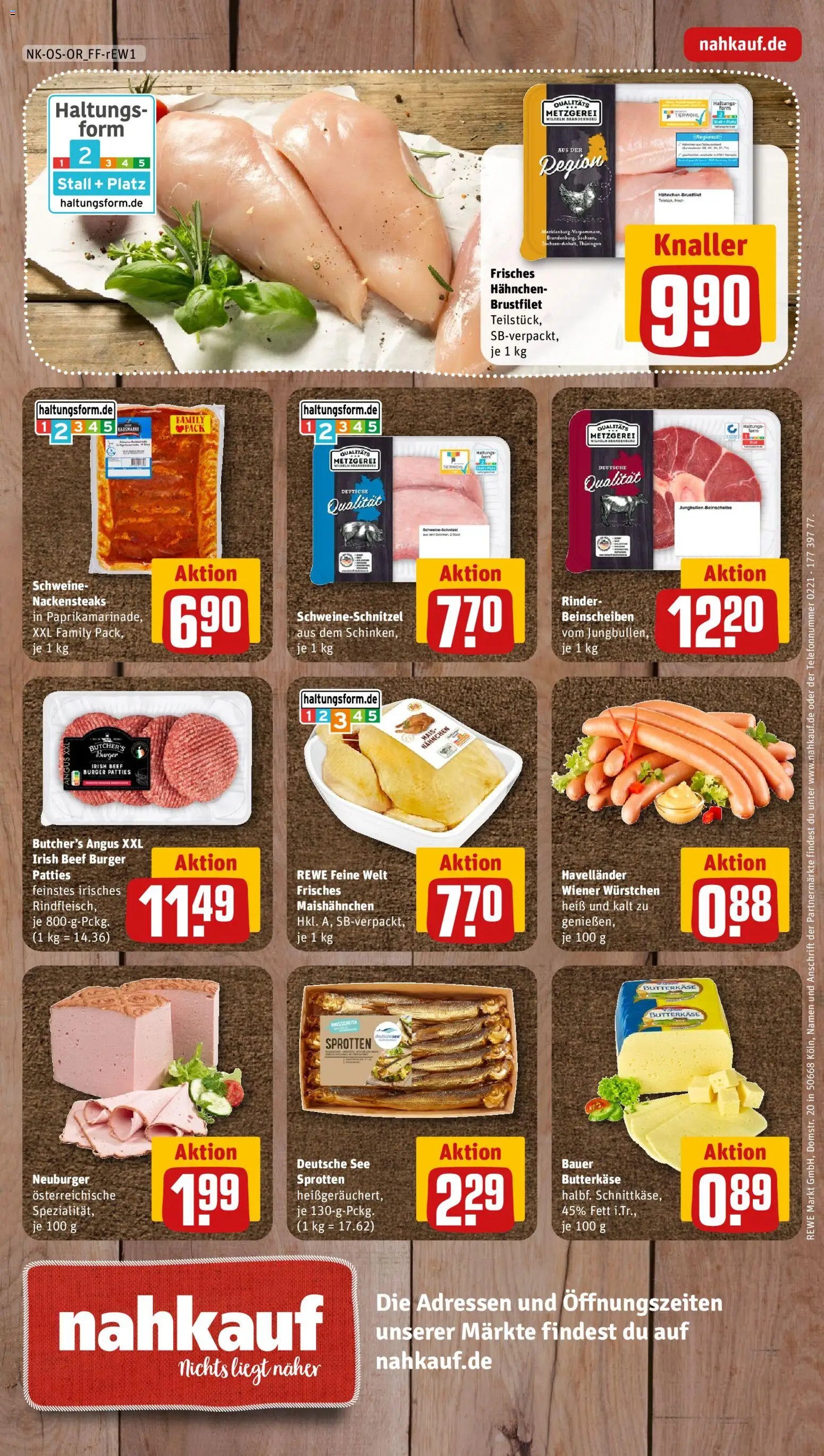 Nahkauf Prospekt – gültig ab 20.04.2026 | Seite: 12 | Produkte: Nackensteaks, Hahnchen, Wiener wurstchen, Burger