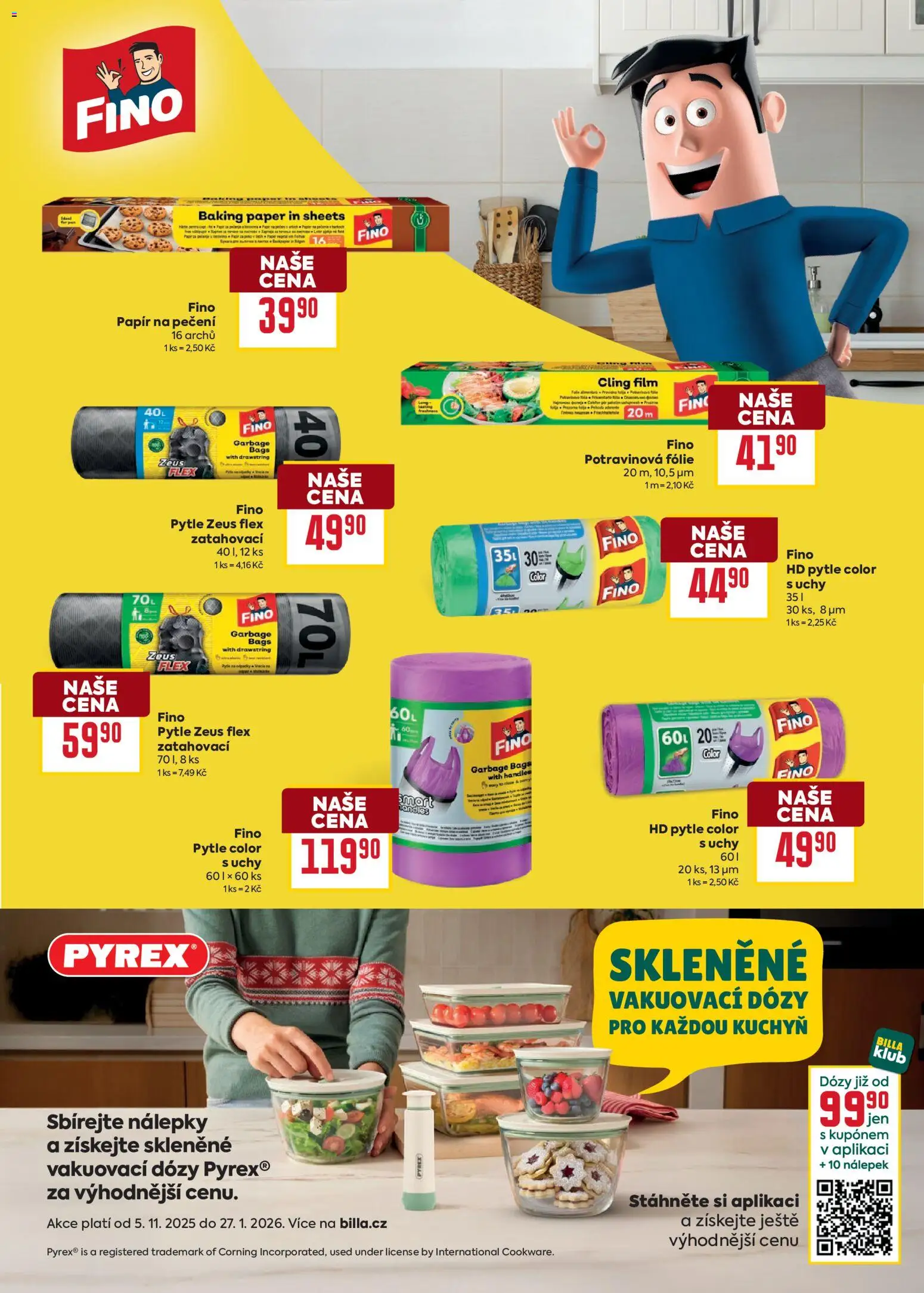 Billa leták - Vše pro úklid od 07.01.2026 | Strana: 7 | Produkty: Dózy, Fólie, Potravinová folie, Papír na pečení