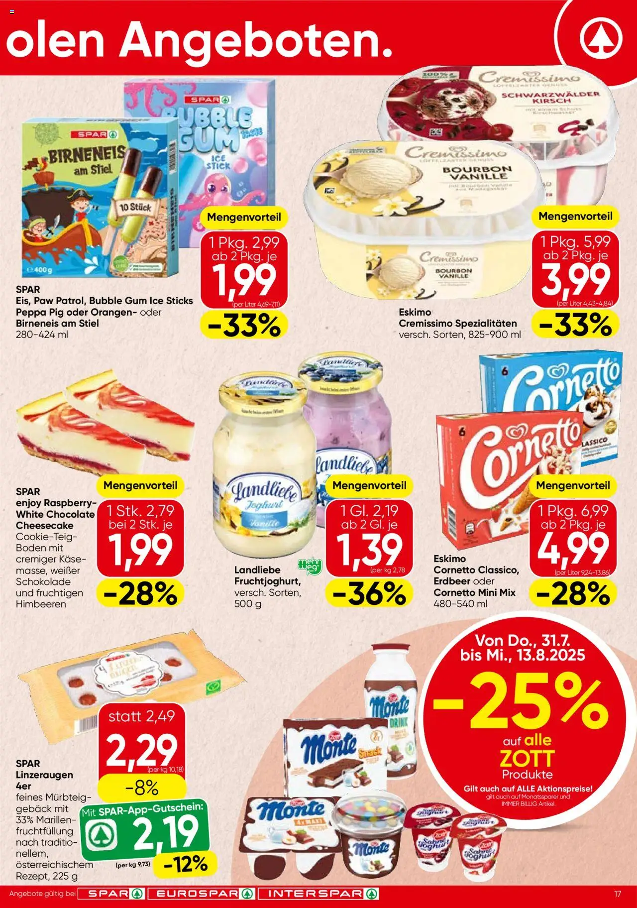 Spar Flugblatt - Salzburg gültig ab 31.07.2025 | Seite: 17 | Produkte: Käse, Joghurt, Schokolade, Orangen