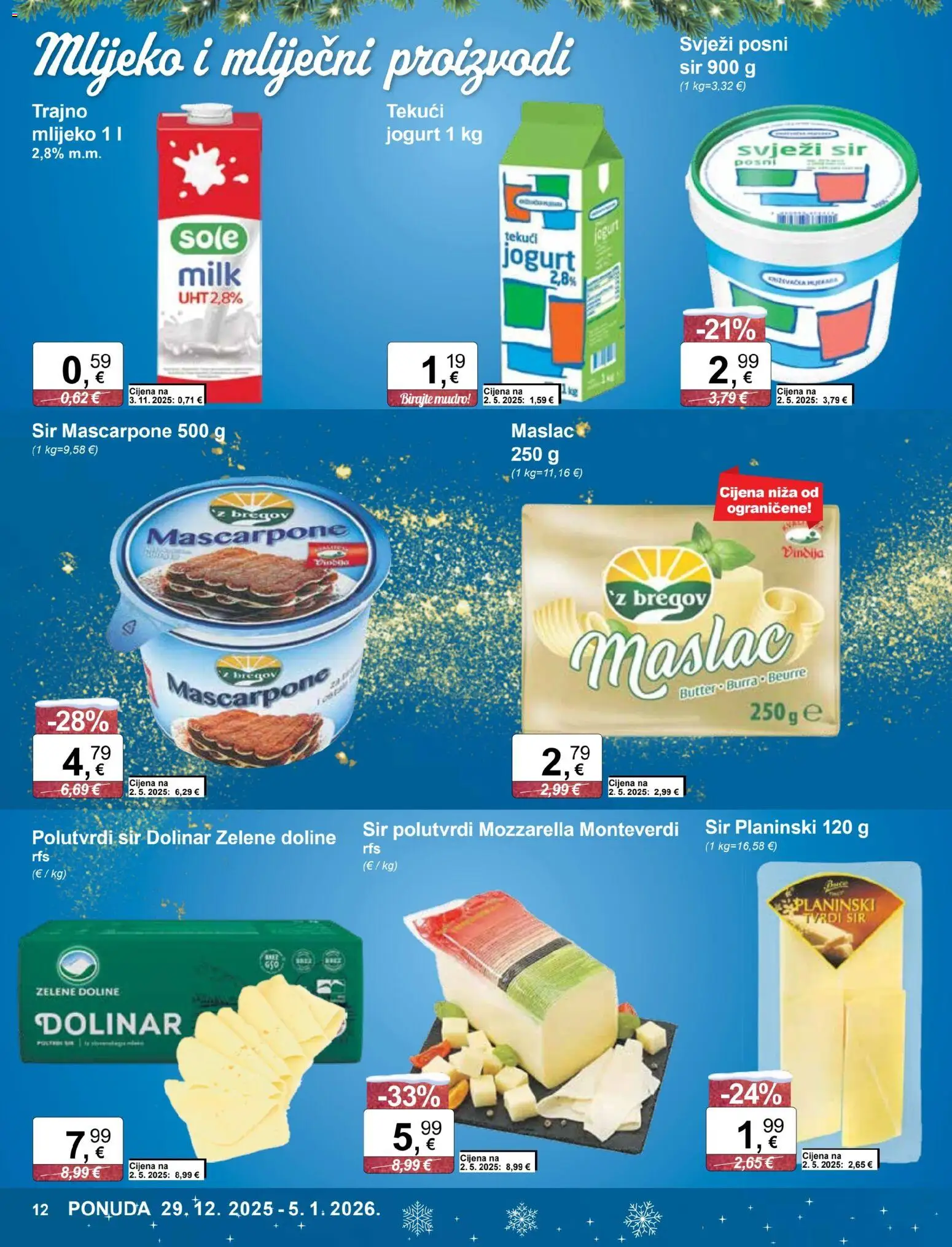 KTC katalog | vrijedi od 29.12.2025 | Stranica: 12 | Proizvodi: Mozzarella, Mascarpone, Mlijeko, Svježi sir