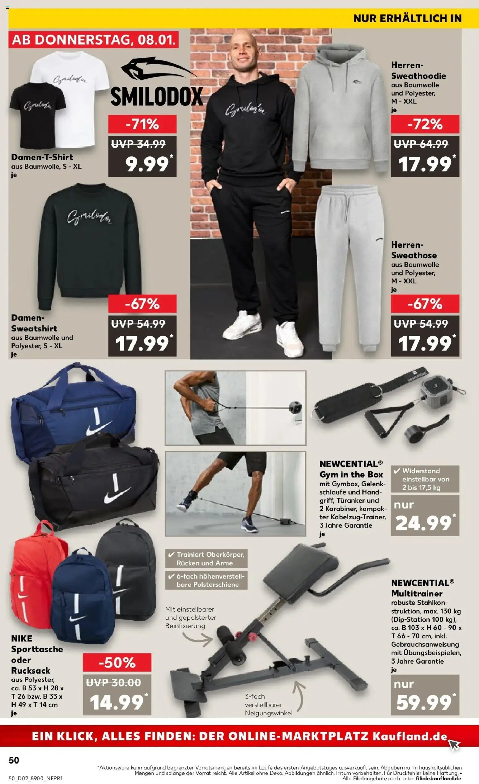 Kaufland prospekt Osnabrück	 – gültig ab 08.01.2026 | Seite: 50 | Produkte: Sweathose, Sweatshirt, Box, Rucksack