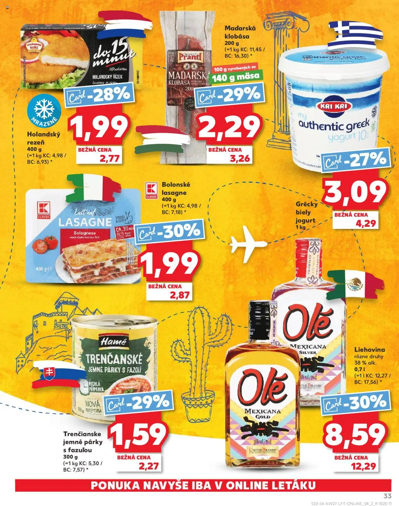 Nové Kaufland akcie – leták je platný od 03.07.2025 | Strana: 33 | Produkty: Jogurt, Klobása, Párky, Lasagne