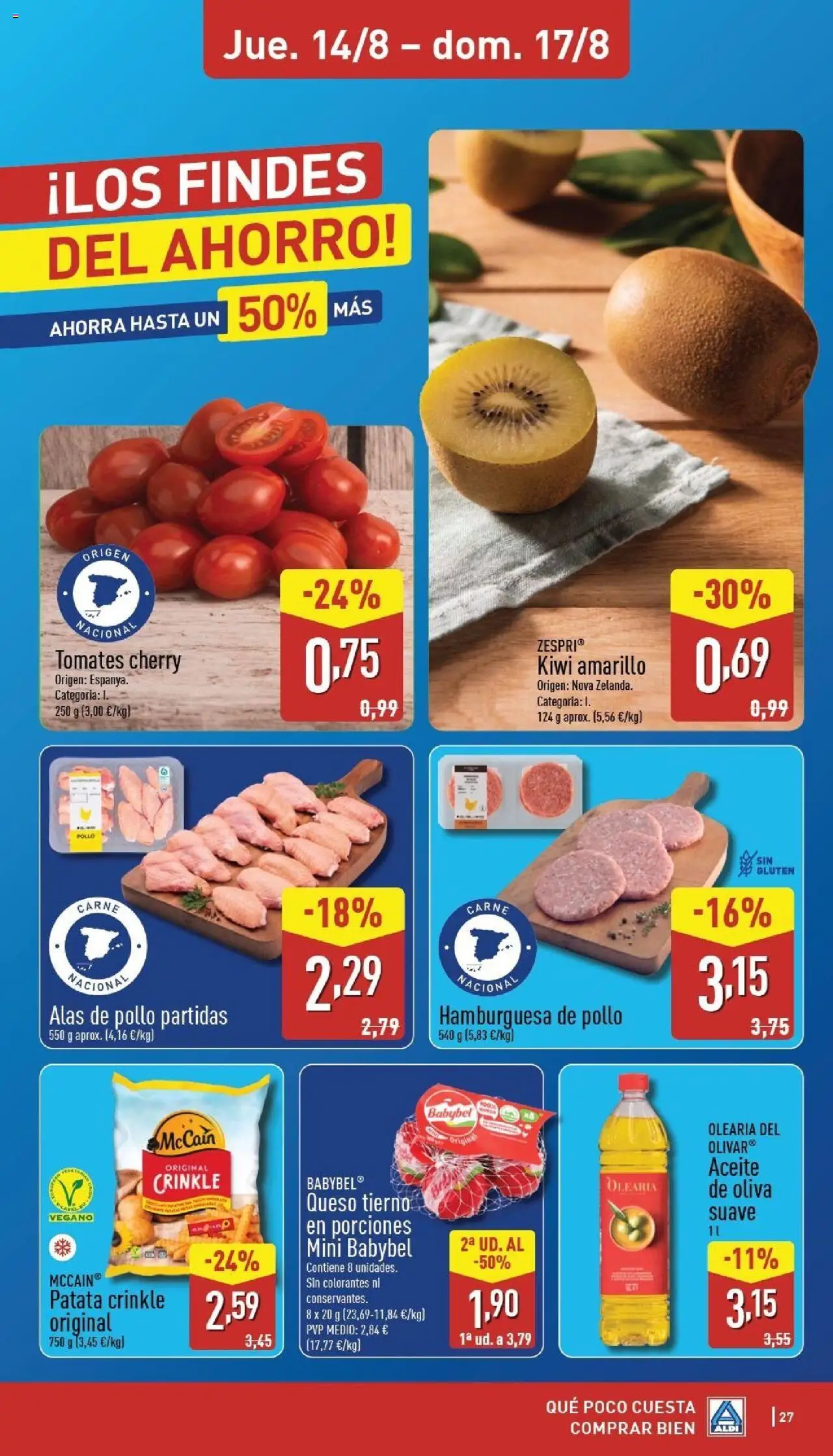 Aldi folleto Península │ válido desde el 11.08.2025 | Página: 27 | Productos: Queso, Tomates, Aceite de oliva, Σοκολατούχο γάλα