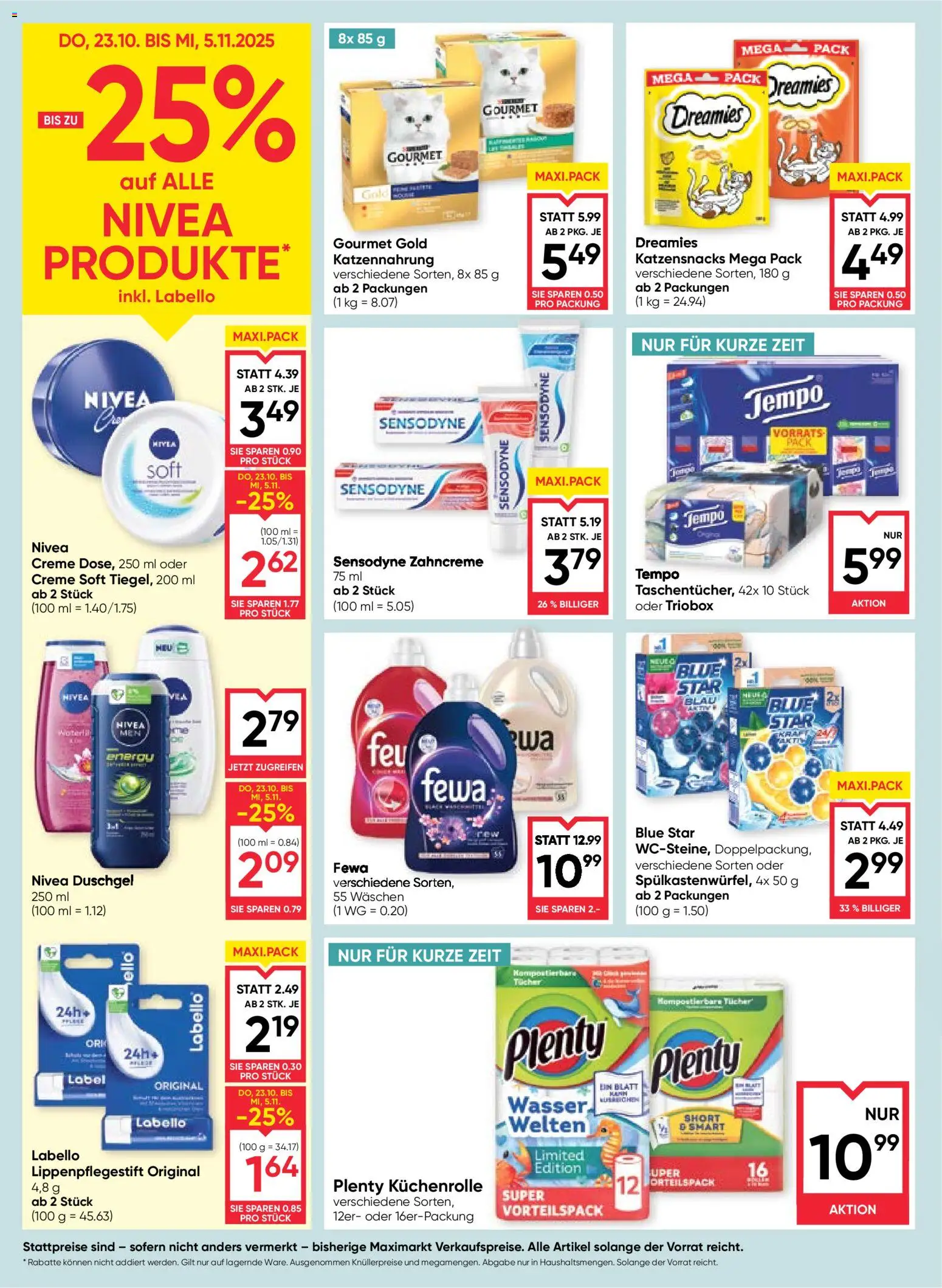 Maximarkt Flugblatt gültig ab 23.10.2025 | Seite: 16 | Produkte: Wasser, Creme, Duschgel