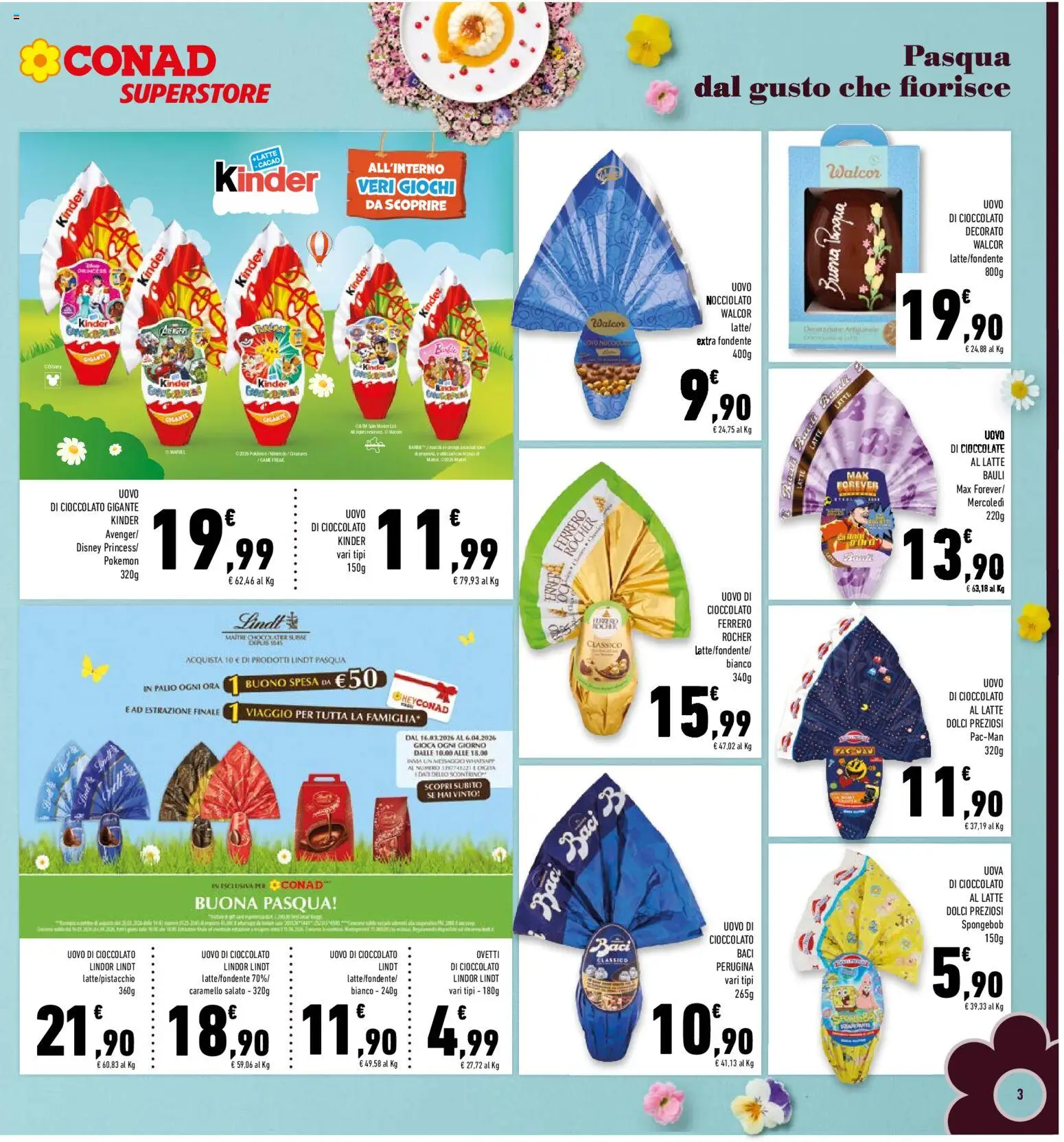 Volantino Conad del 25.03.2026 | Pagina: 3 | Prodotti: Uova, Cioccolato, Latte