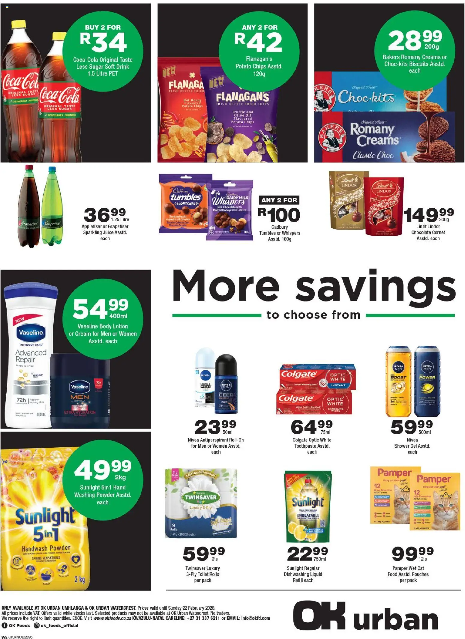 New OK Foods catalogue – valid from 11.02.2026 | Page: 4 | Products: Handwash, Milk, Powder, Dishwashing liquid