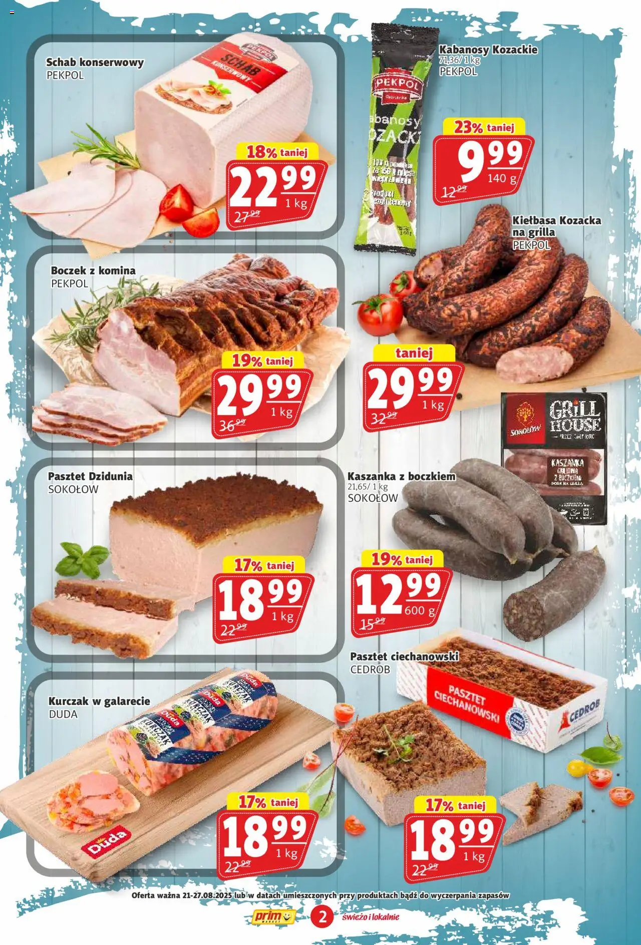 Prim Market Gazetka od 21.08.2025 | Strona: 2 | Produkty: Kiełbasa, Schab, Grill, Boczek