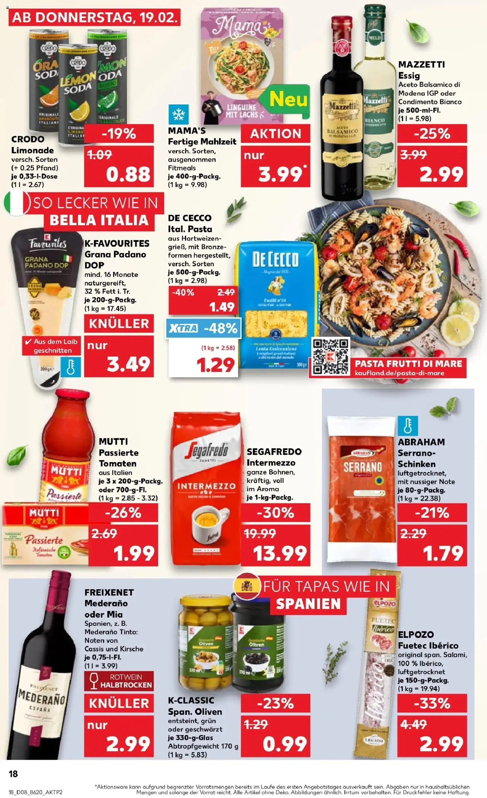 Kaufland prospekt Remscheid	 – gültig ab 22.02.2026 | Seite: 18 | Produkte: Rotwein halbtrocken, Limonade, Tomaten, Serrano schinken