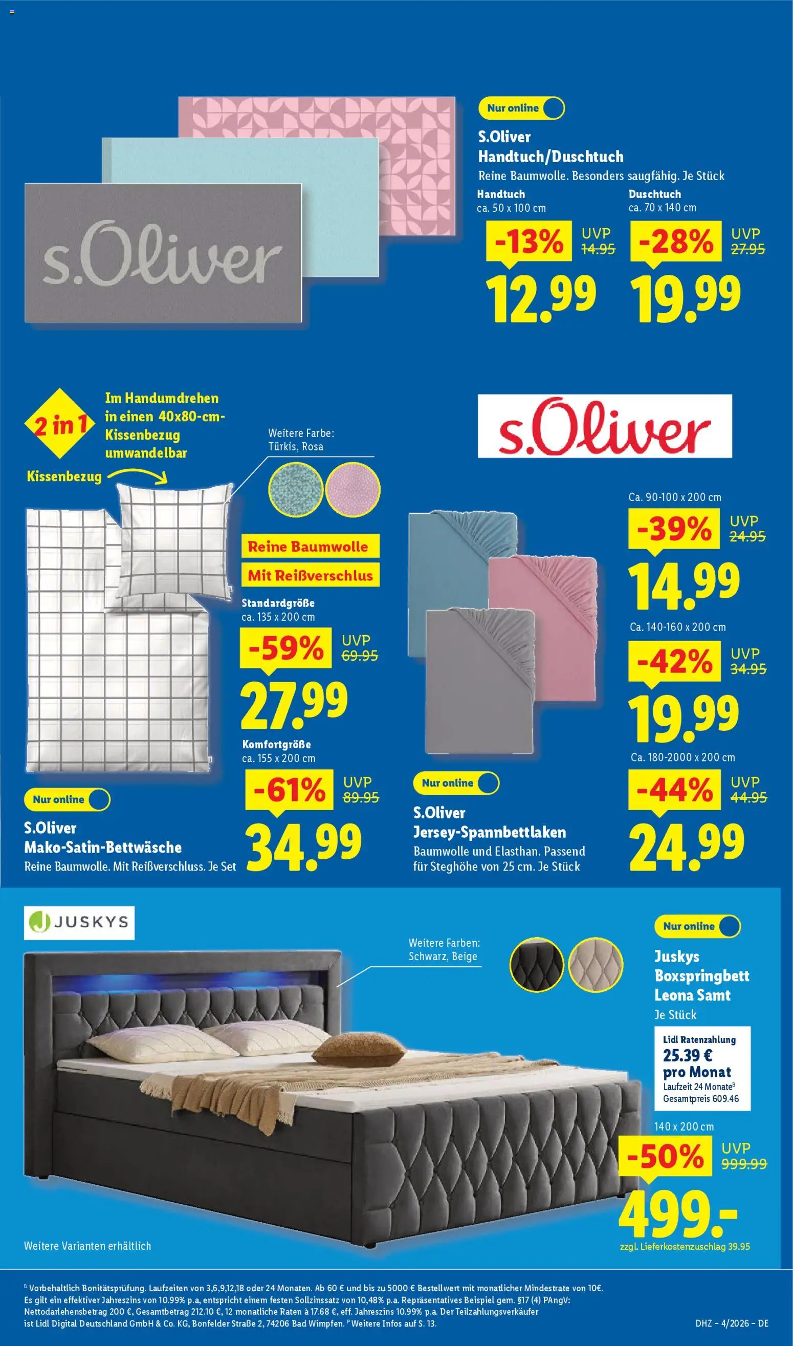 Lidl Prospekt Gladenbach – gültig ab 19.01.2026 | Seite: 39 | Produkte: Boxspringbett, Bad