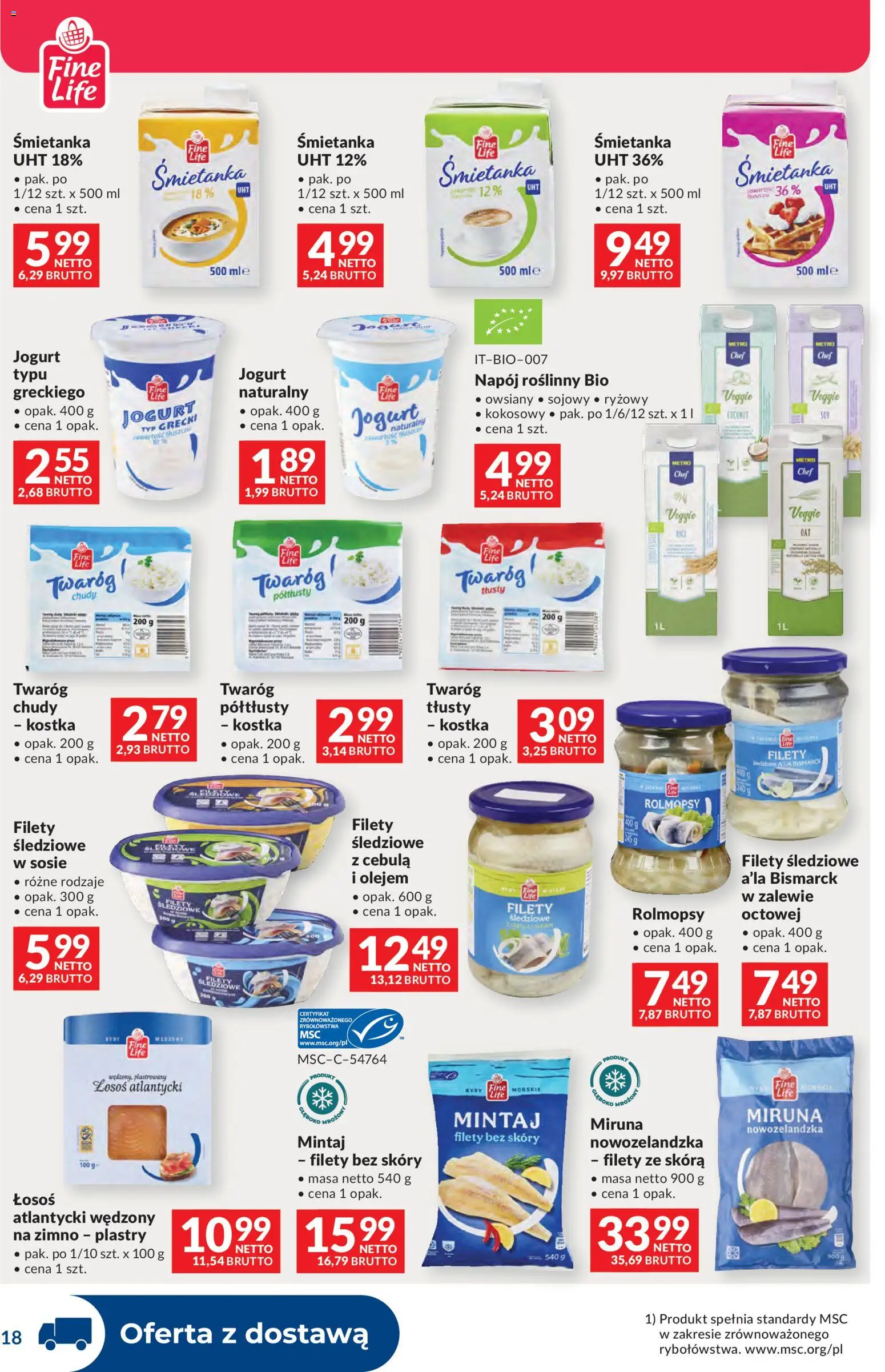 Makro Gazetka - Dystrybucja do sklepów od 09.12.2025 | Strona: 18 | Produkty: Twaróg chudy, Miruna, Mintaj, Ryby