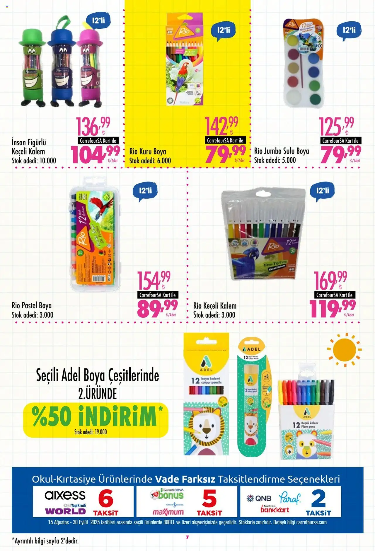 CarrefourSA Okul Alışverişinde - 15.08.2025 tarihinden itibaren geçerlidir | Sayfa: 8 | Ürünler: Keçeli kalem, Pastel boya, Sulu boya