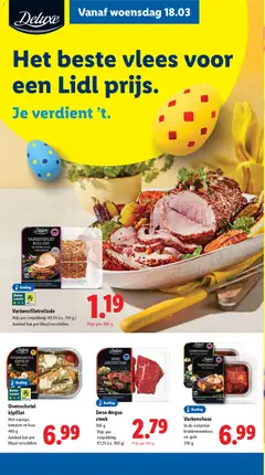 Ierse Angus steak, 100 g *Prijs per verpakking: €7.25 (ca. 260 g) - Voorbeeld van een folder van Lidl, geldig van 16.03.2026 | Pagina: 19