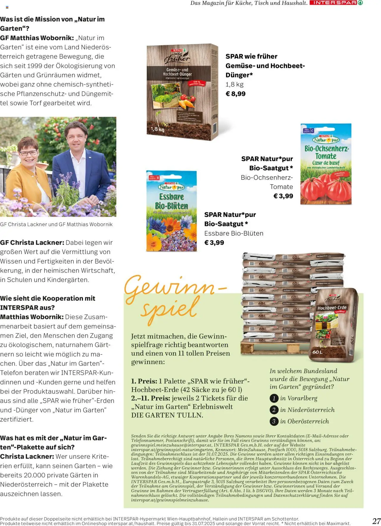 Interspar Mein Zuhause Magazin Frühling 2025 gültig ab 28.04.2025 | Seite: 27 | Produkte: Gemüse, Telefon, Spiel, Tisch