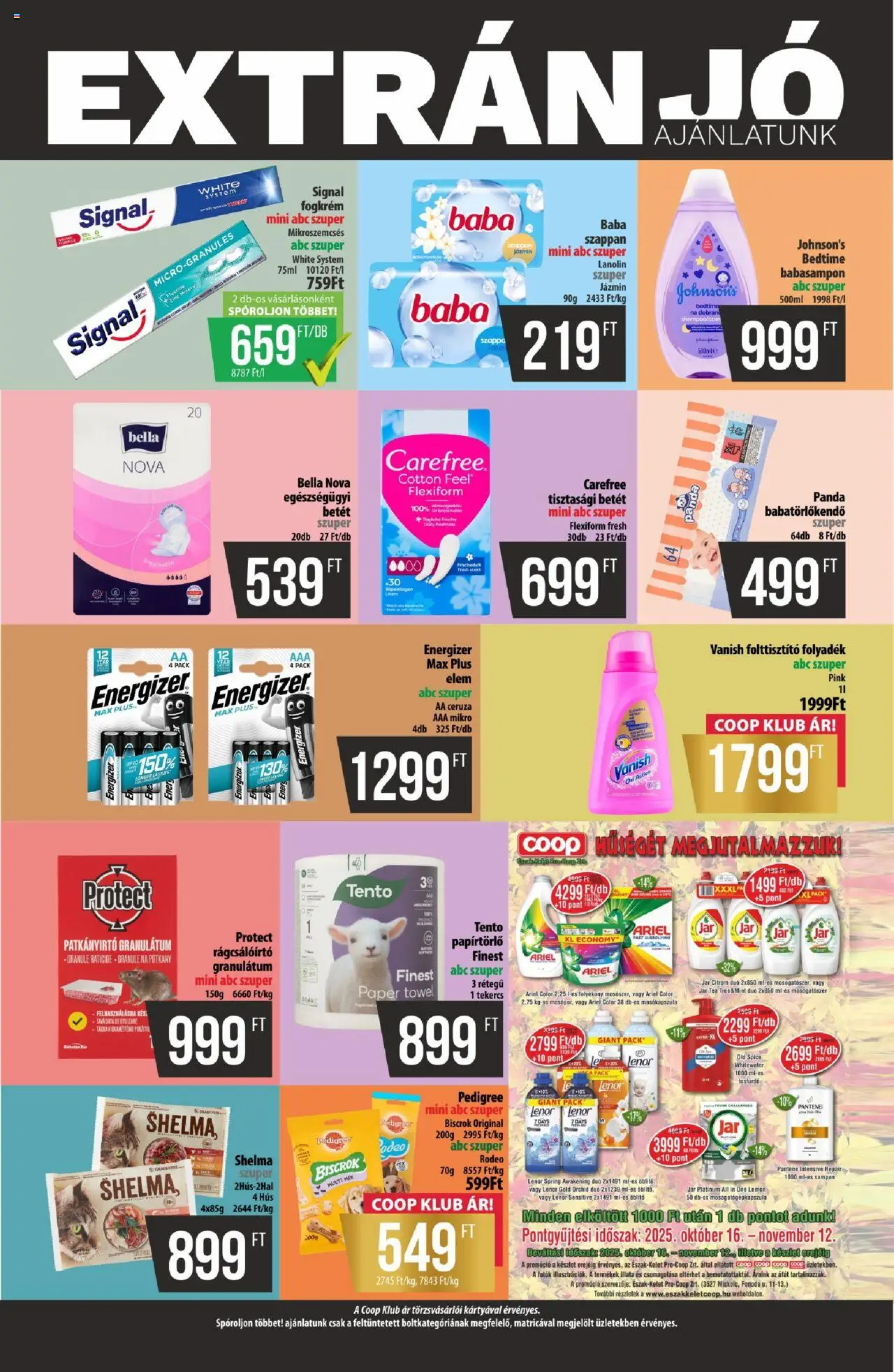 COOP akciós ujság - amely érvényes a következő dátumtól: 24.10.2025 | Oldal: 11 | Termékek: Hús, Öblítő, Sampon, Fogkrém