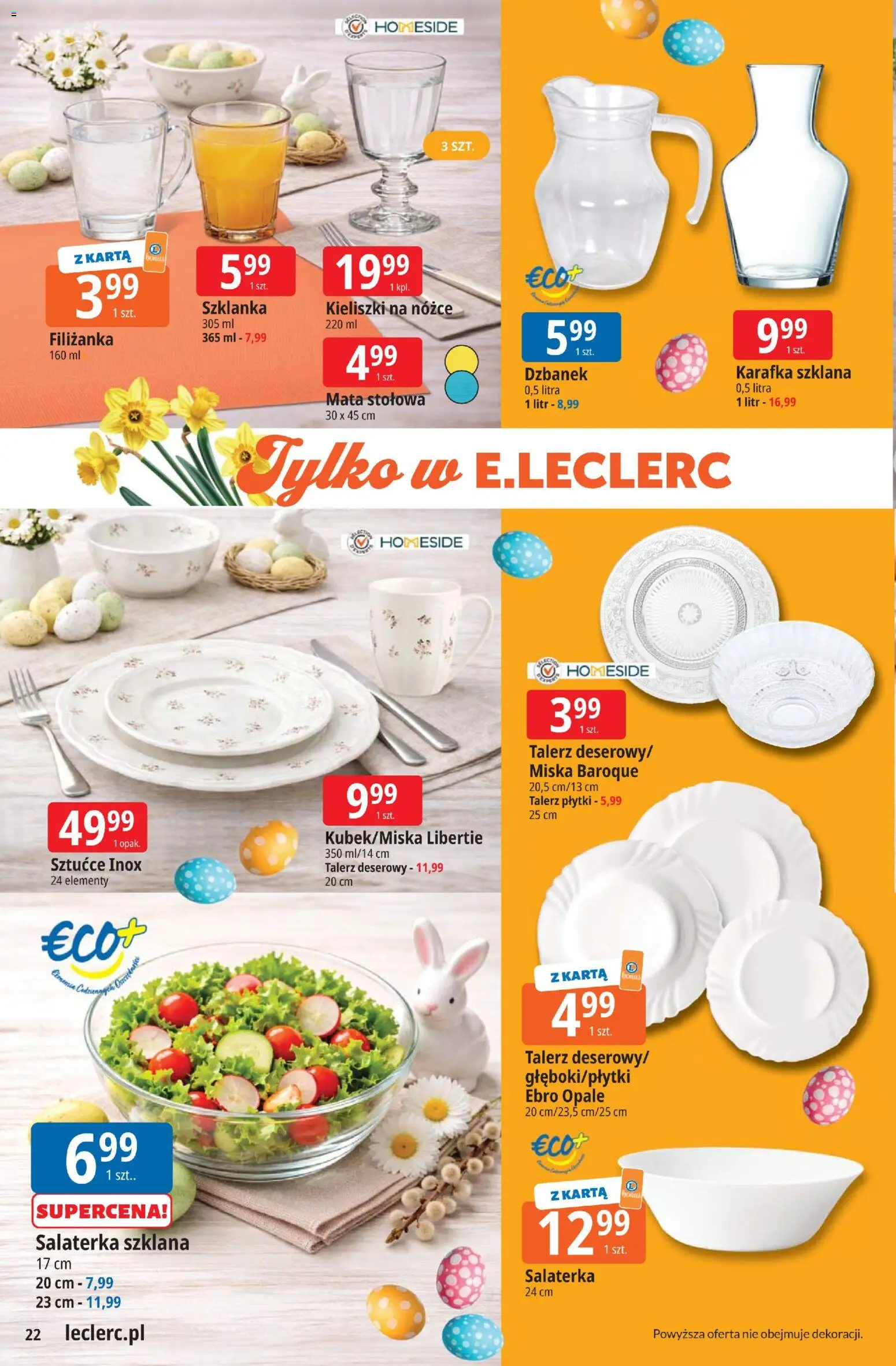 E.Leclerc gazetka - Tychy od 24.03.2026 | Strona: 13 | Produkty: Szklanka, Karta, Dzbanek, Sztućce