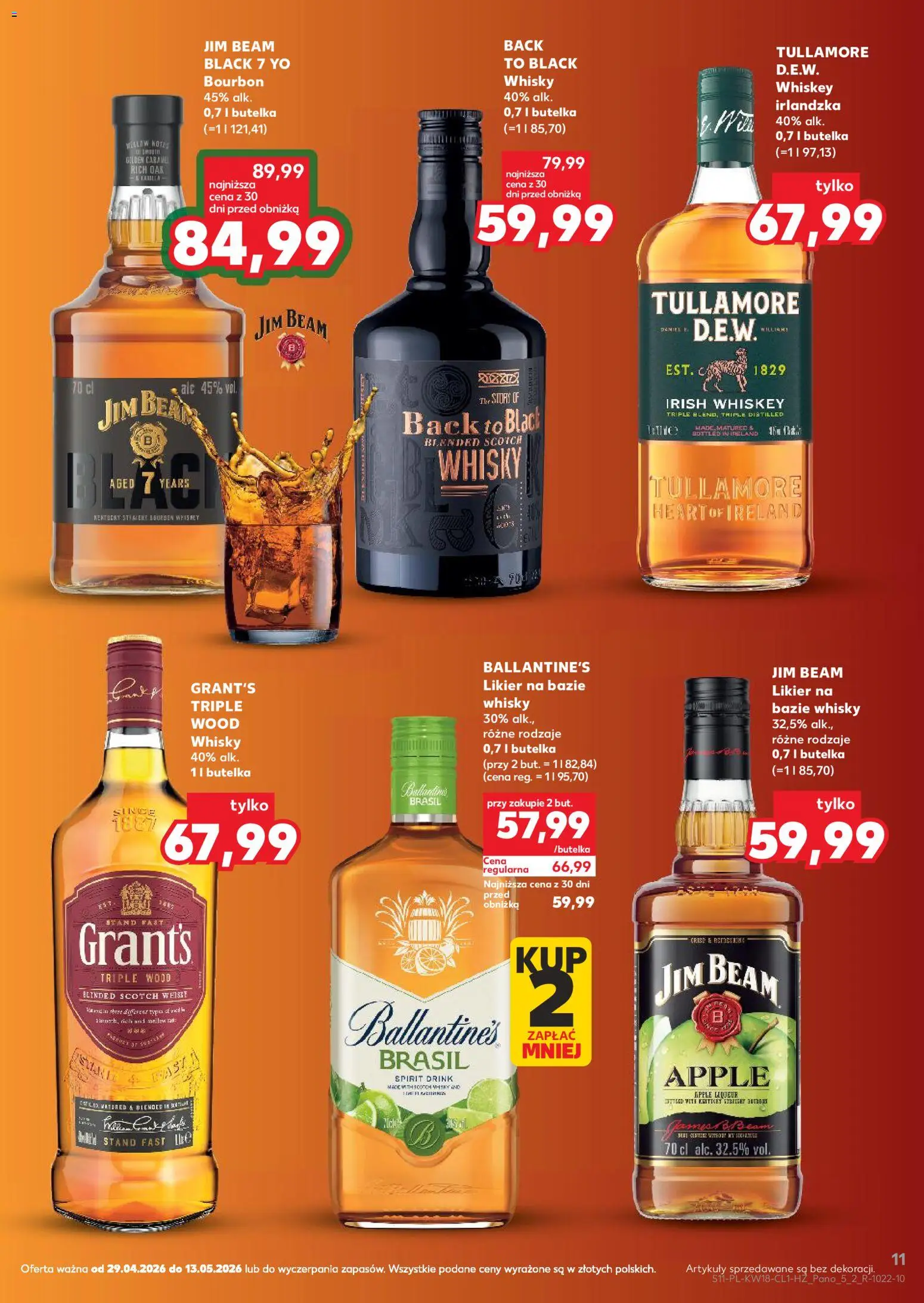 Kaufland Polsko leták - Barek od 29.04.2026 | Strana: 11 | Produkty: Whiskey, Jim Beam, Bourbon, Apple